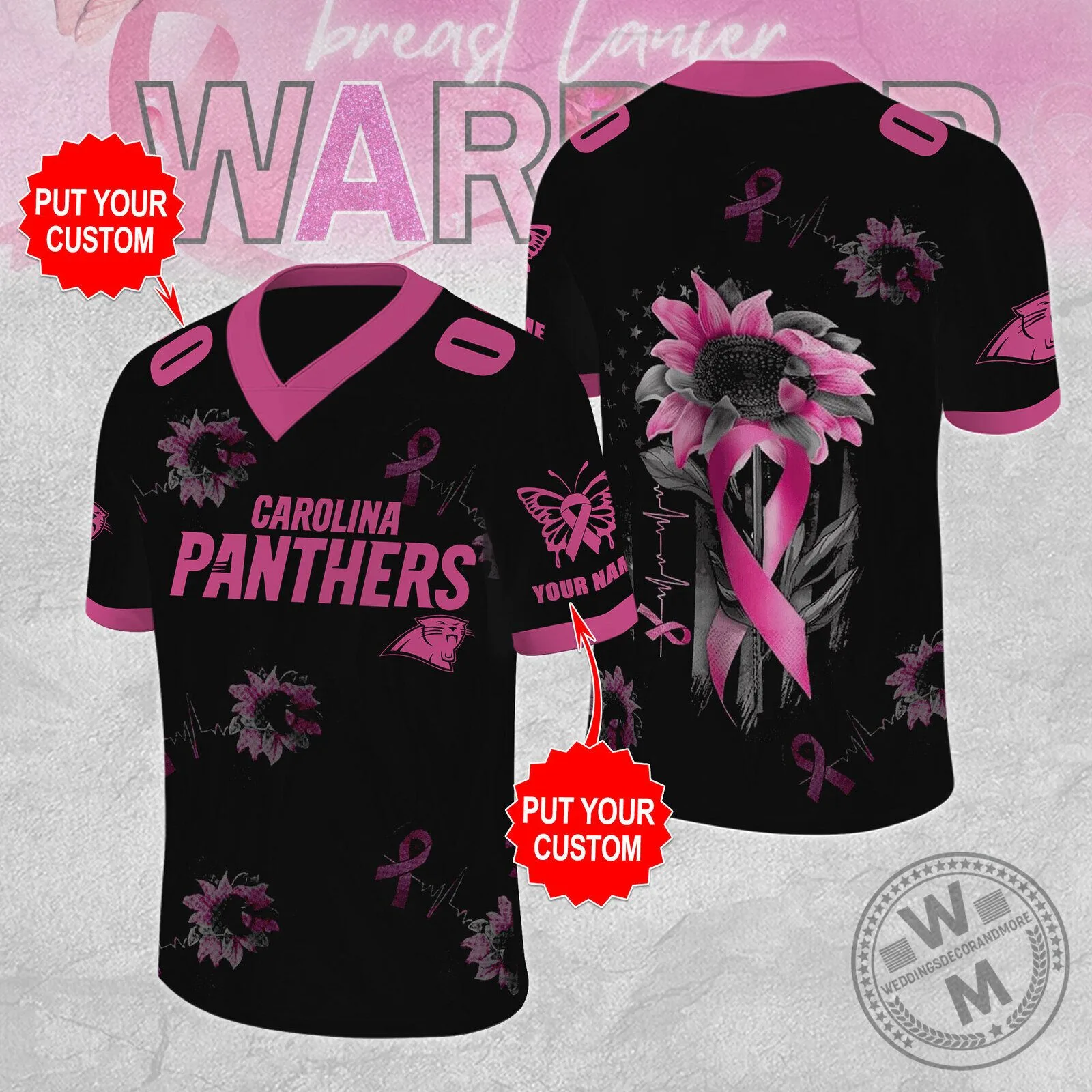 Carolina Panthers Breast Cancer Awareness Pink Ribbon Football Jersey