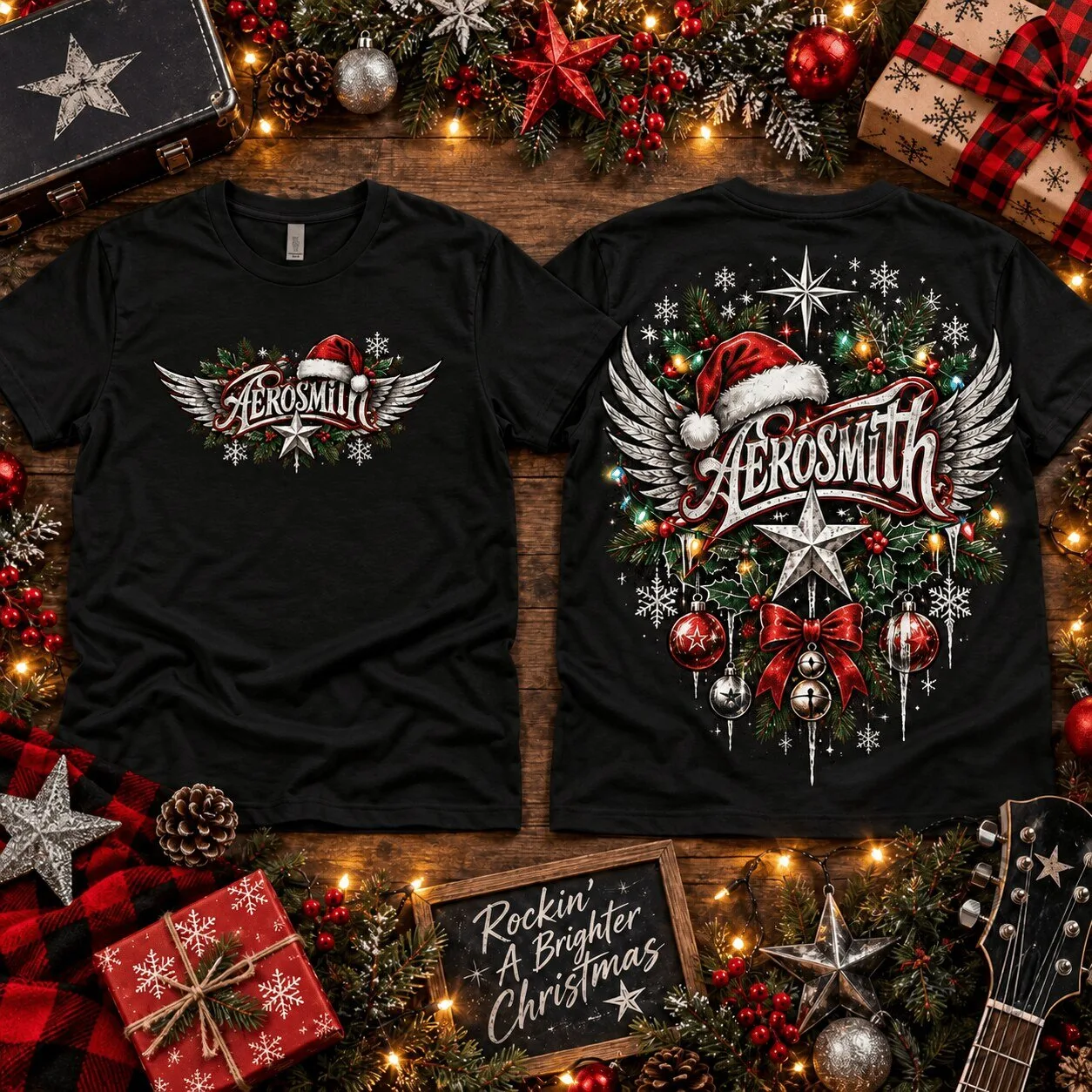 Aerosmith Christmas Holiday Rock Band Music Fan T-Shirt