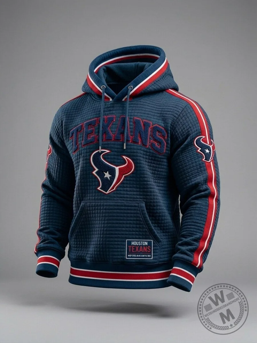 Houston Texans NFL Quilted Waffle Textured Drawstring Hoodie