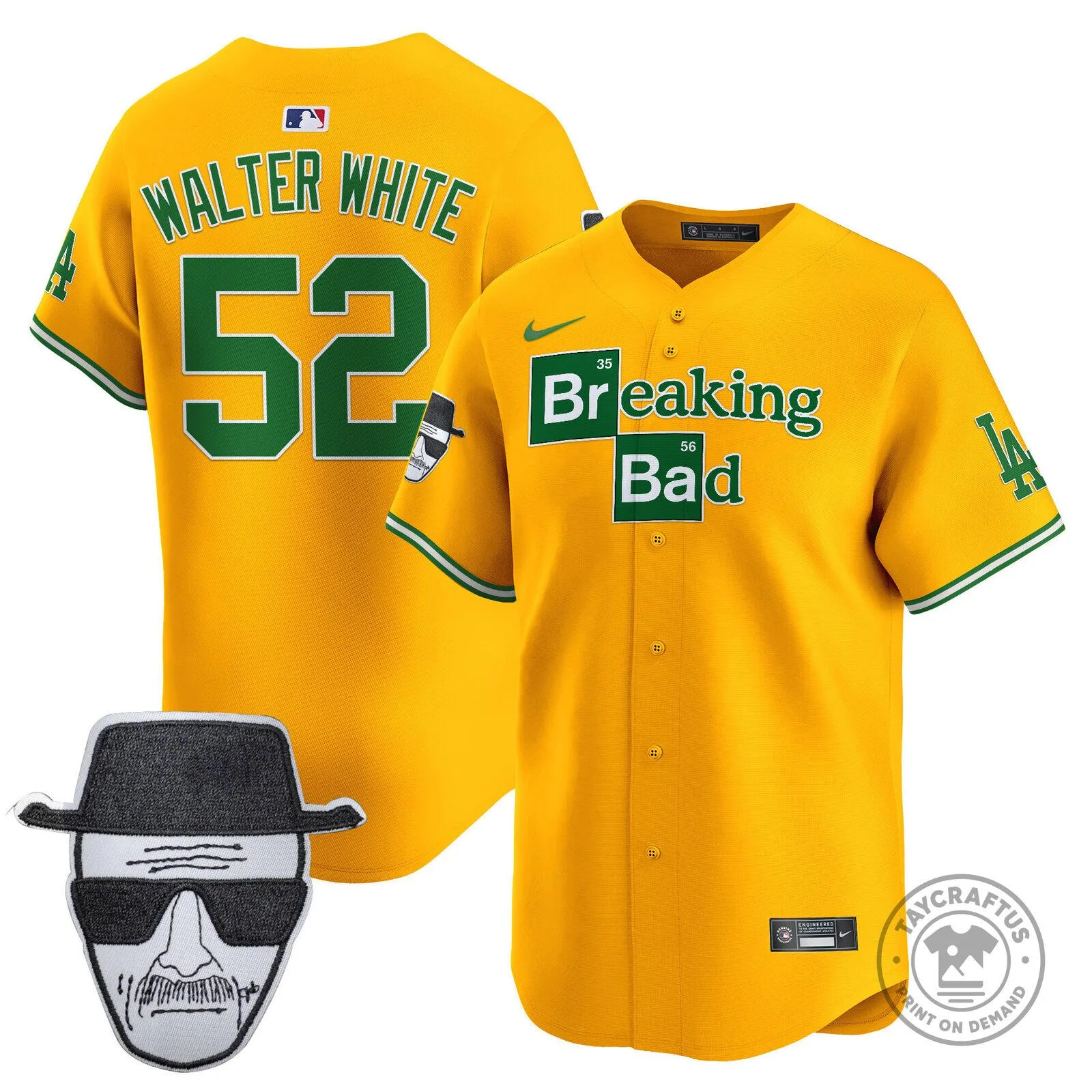 Walter White Baseball Jersey from Los Angeles Dodgers Breaking Bad Collection