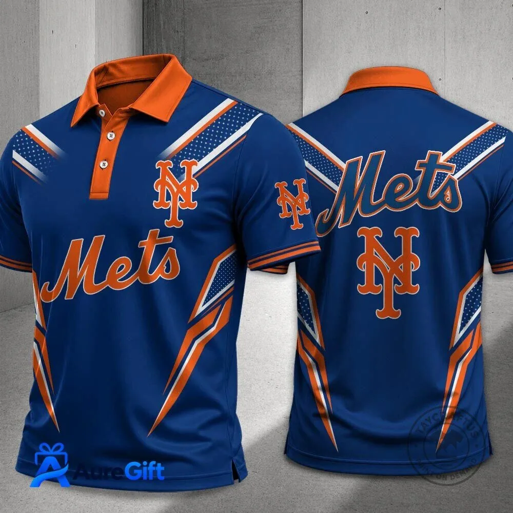 New York Mets Baseball Team Blue and Orange Fan Polo Shirt