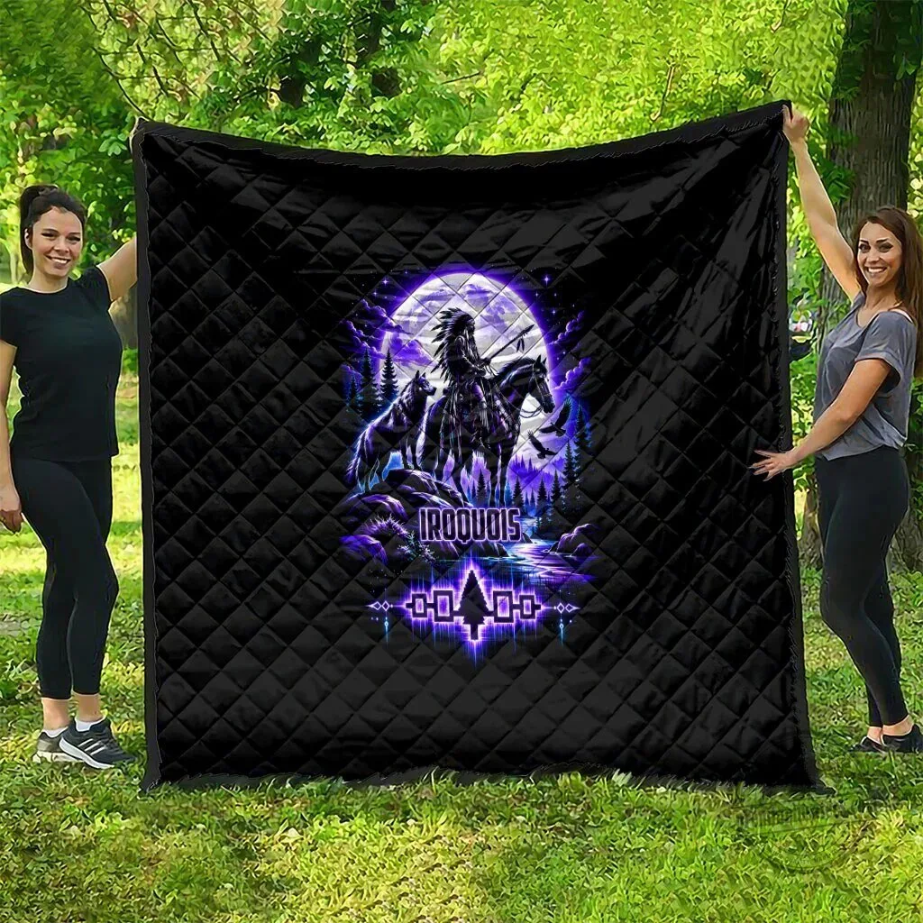 Iroquois Native American Warrior Quilt With Wolf And Moon Tribal Art 9 Iroquois Native American Warrior Quilt With Wolf And Moon Tribal Art