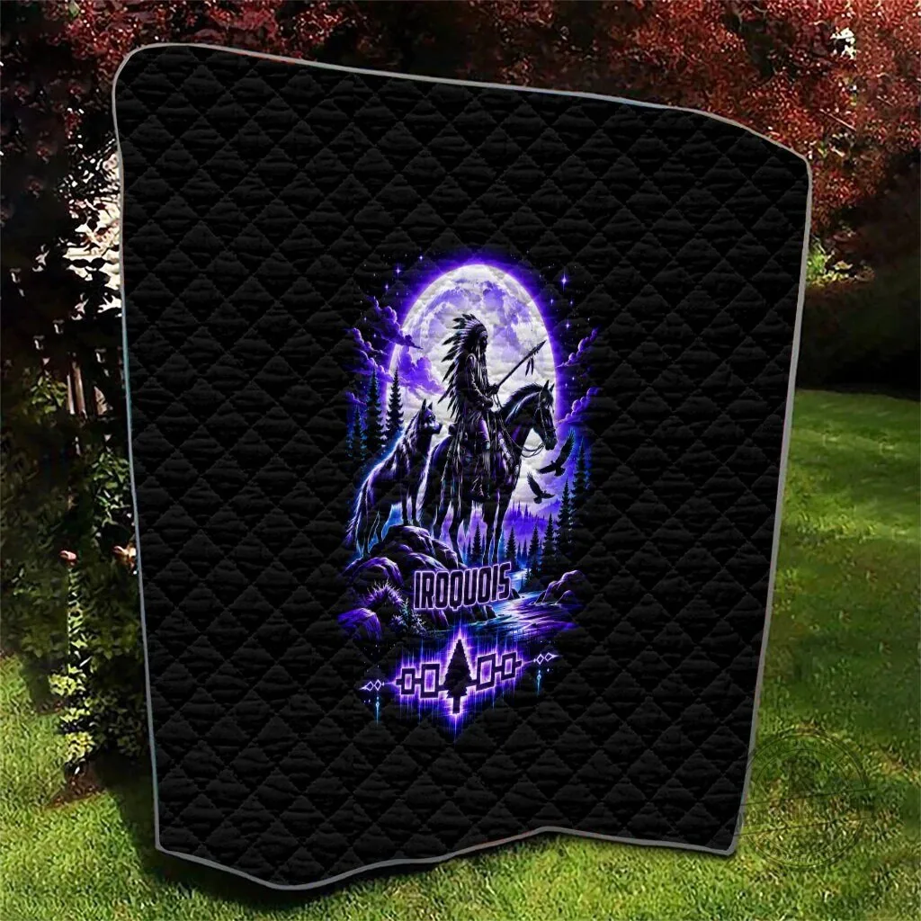 Iroquois Native American Warrior Quilt With Wolf And Moon Tribal Art 10 Iroquois Native American Warrior Quilt With Wolf And Moon Tribal Art