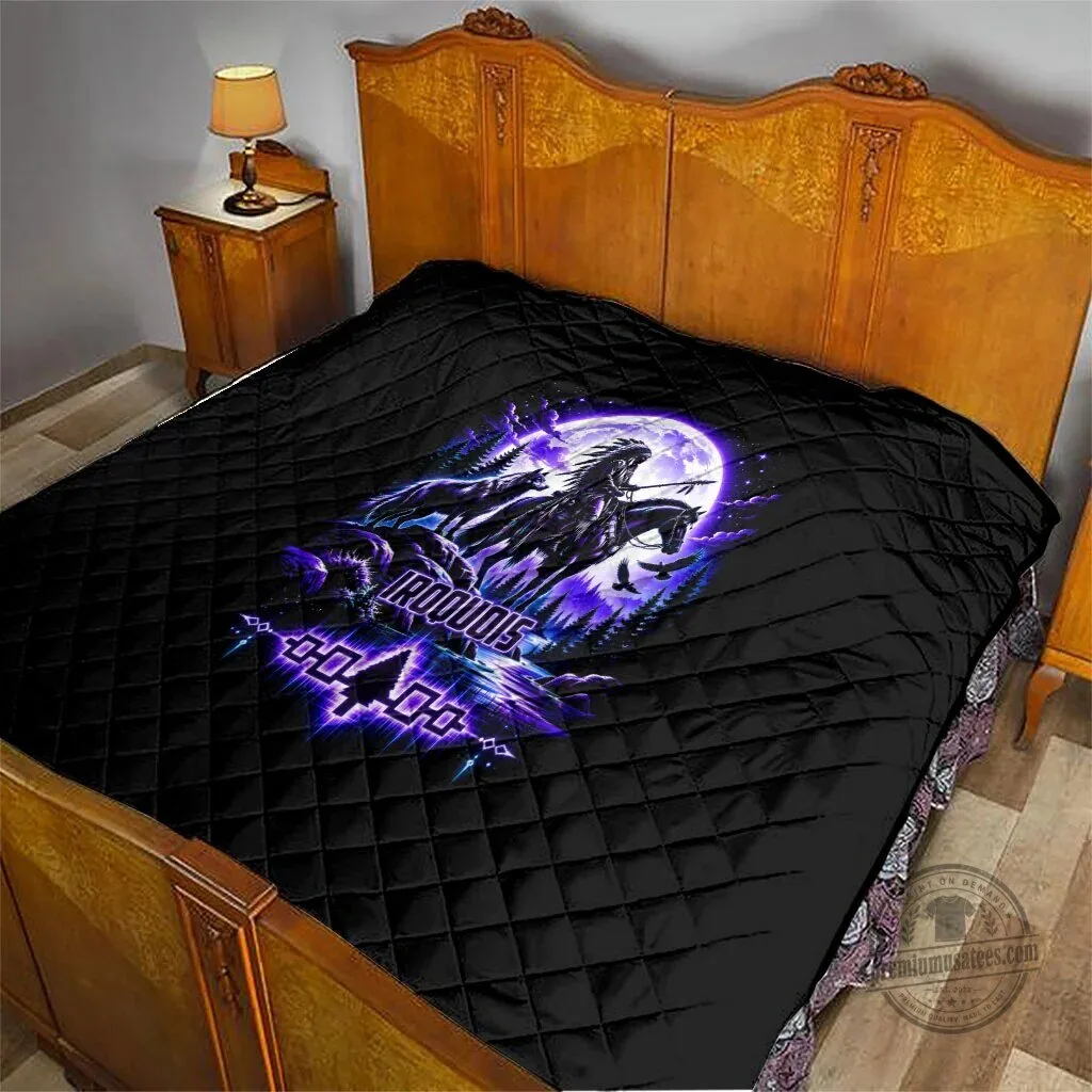 Iroquois Native American Warrior Quilt With Wolf And Moon Tribal Art 11 Iroquois Native American Warrior Quilt With Wolf And Moon Tribal Art