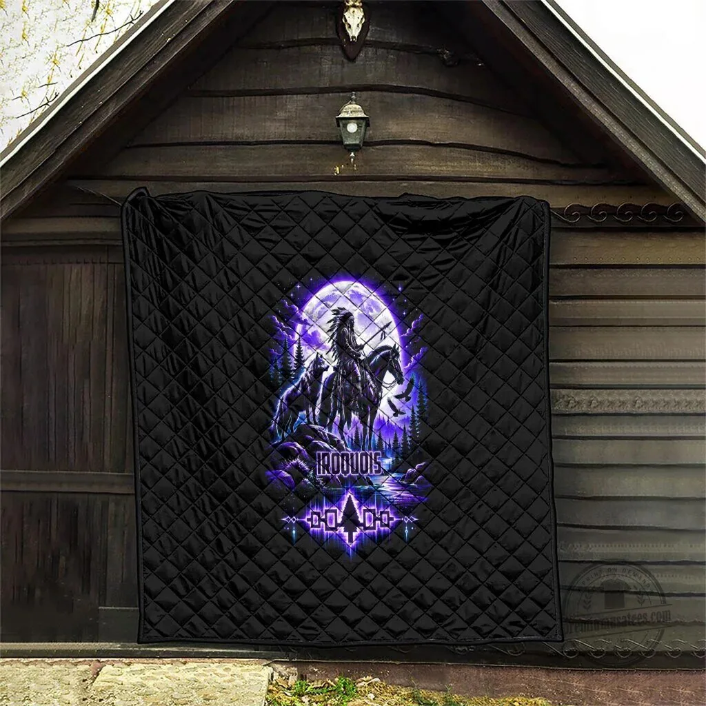 Iroquois Native American Warrior Quilt With Wolf And Moon Tribal Art 12 Iroquois Native American Warrior Quilt With Wolf And Moon Tribal Art