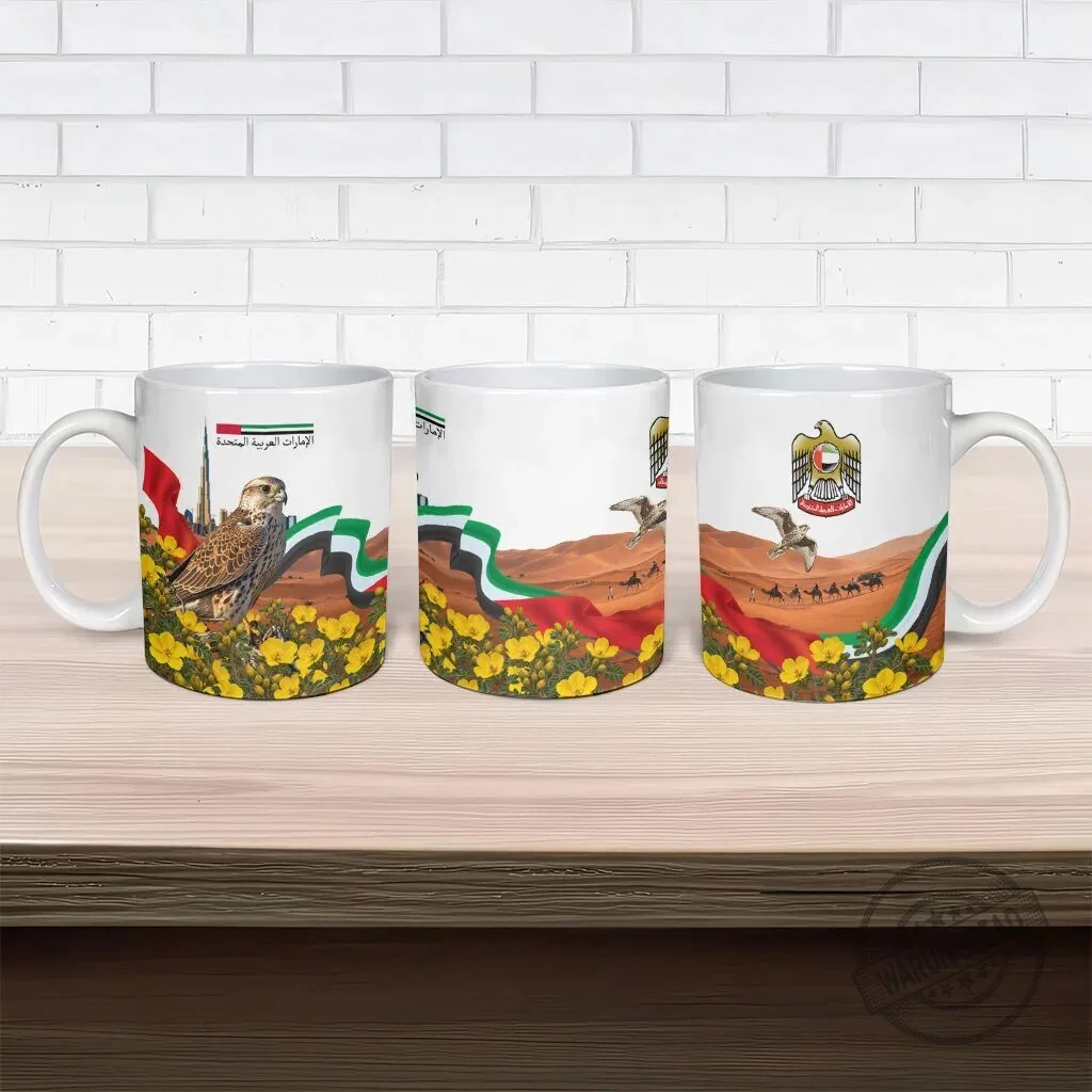 United Arab Emirates National Day Falcon and Burj Khalifa Ceramic Mug 9 United Arab Emirates National Day Falcon and Burj Khalifa Ceramic Mug
