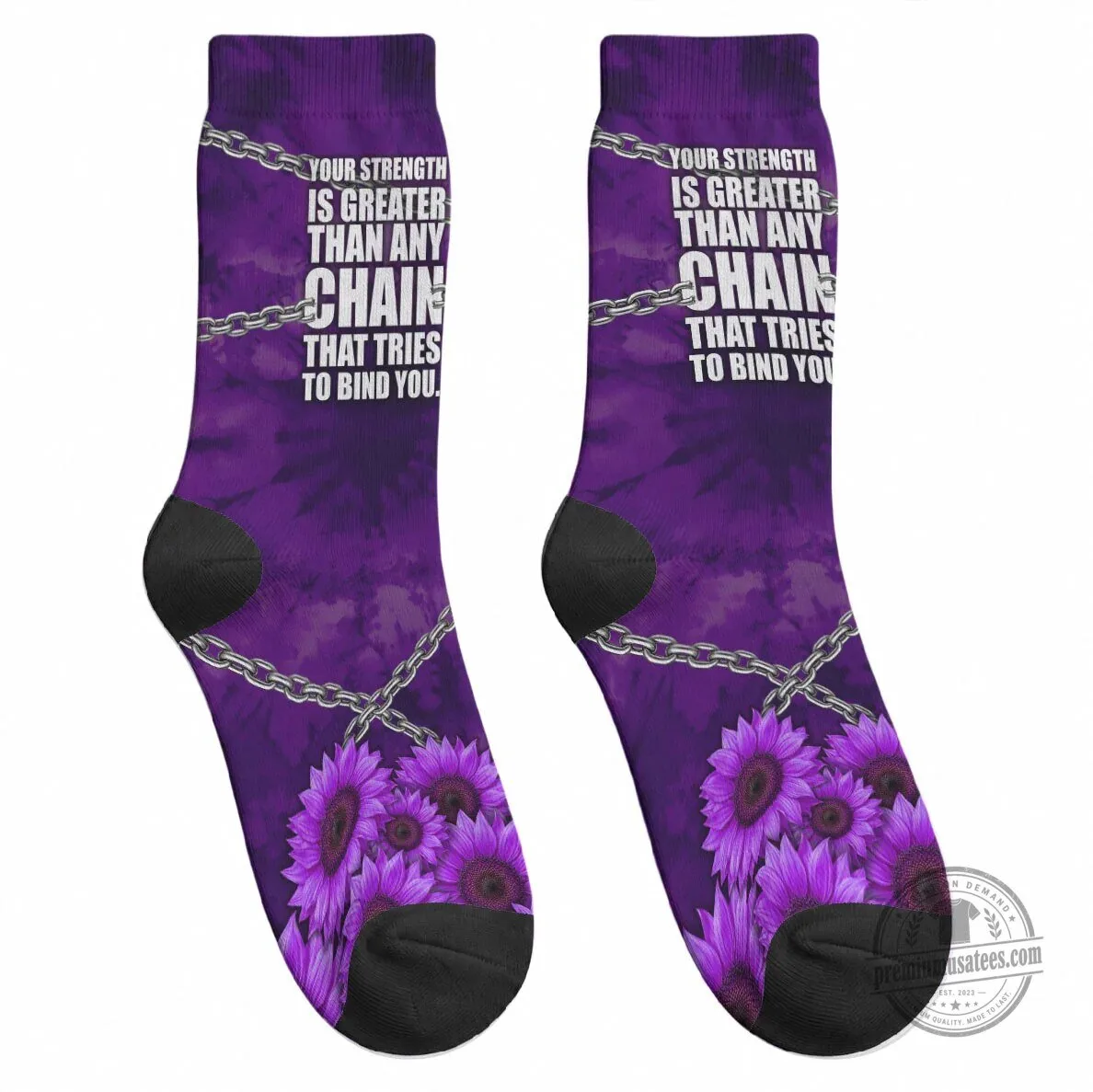 Domestic Violence Awareness Purple Sunflower Breaking Chains Quote Crew Socks 7 Domestic Violence Awareness Purple Sunflower Breaking Chains Quote Crew Socks