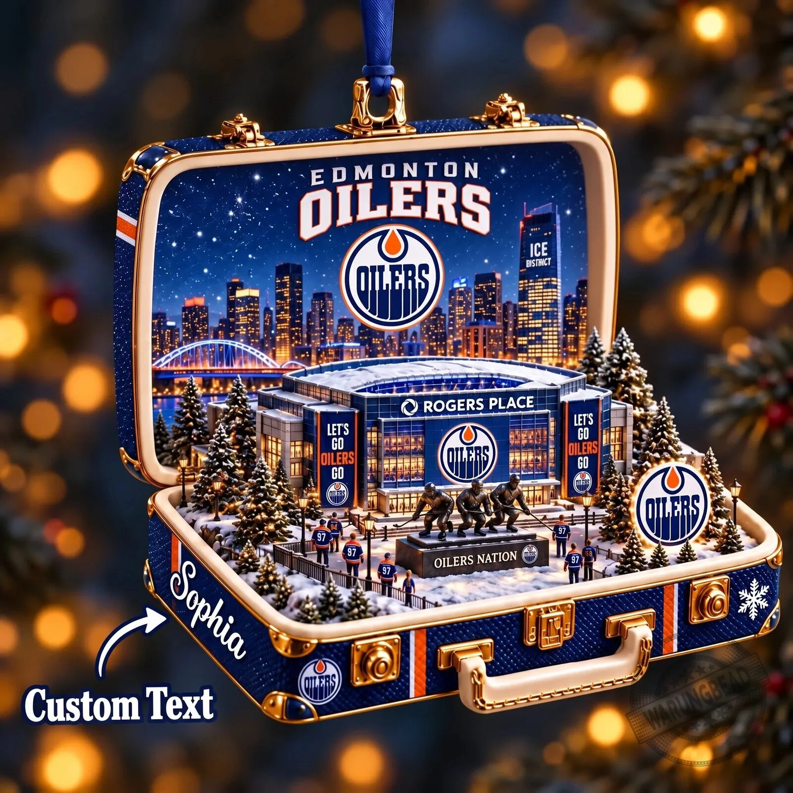 Edmonton Oilers Rogers Place Christmas Ornament with Custom Text Option