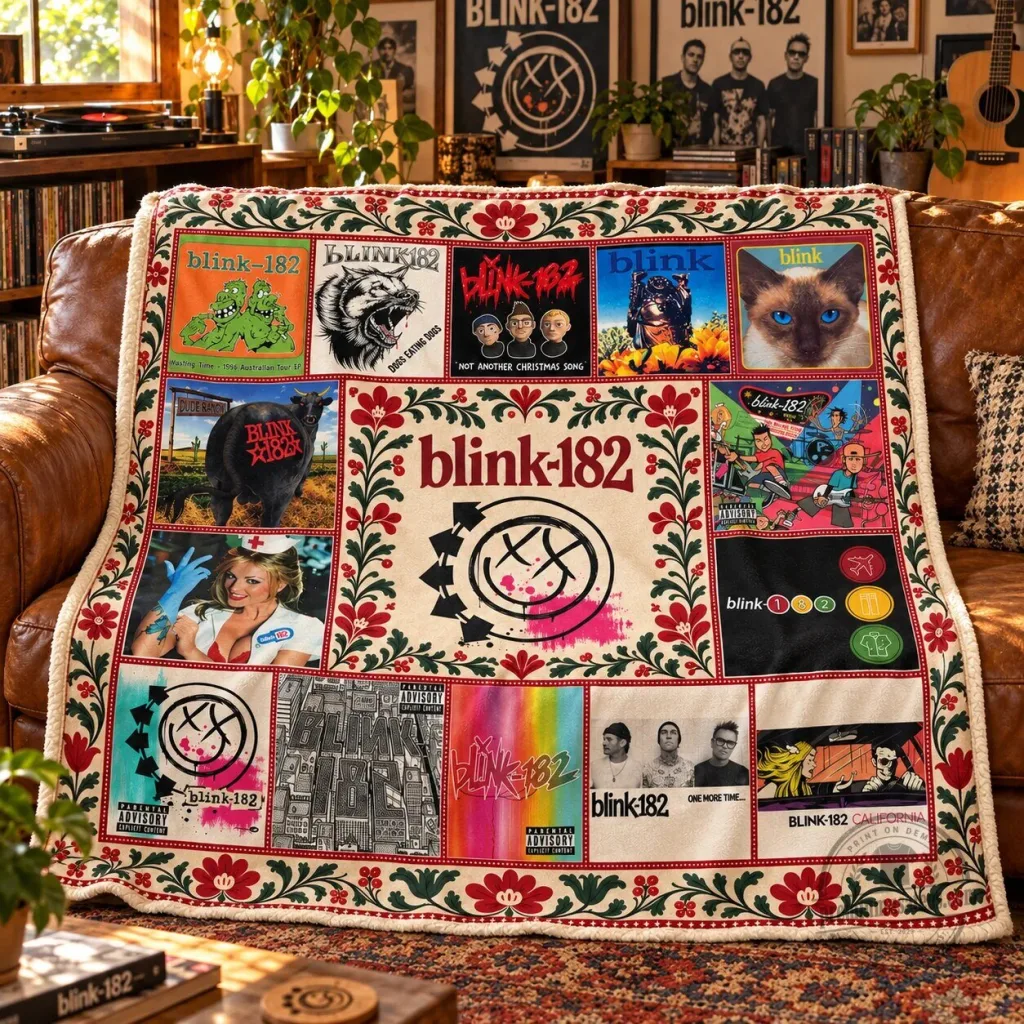 Blink-182 Album Covers Music Band Sherpa Fleece Throw Blanket Blink-182 Album Covers Music Band Sherpa Fleece Throw Blanket