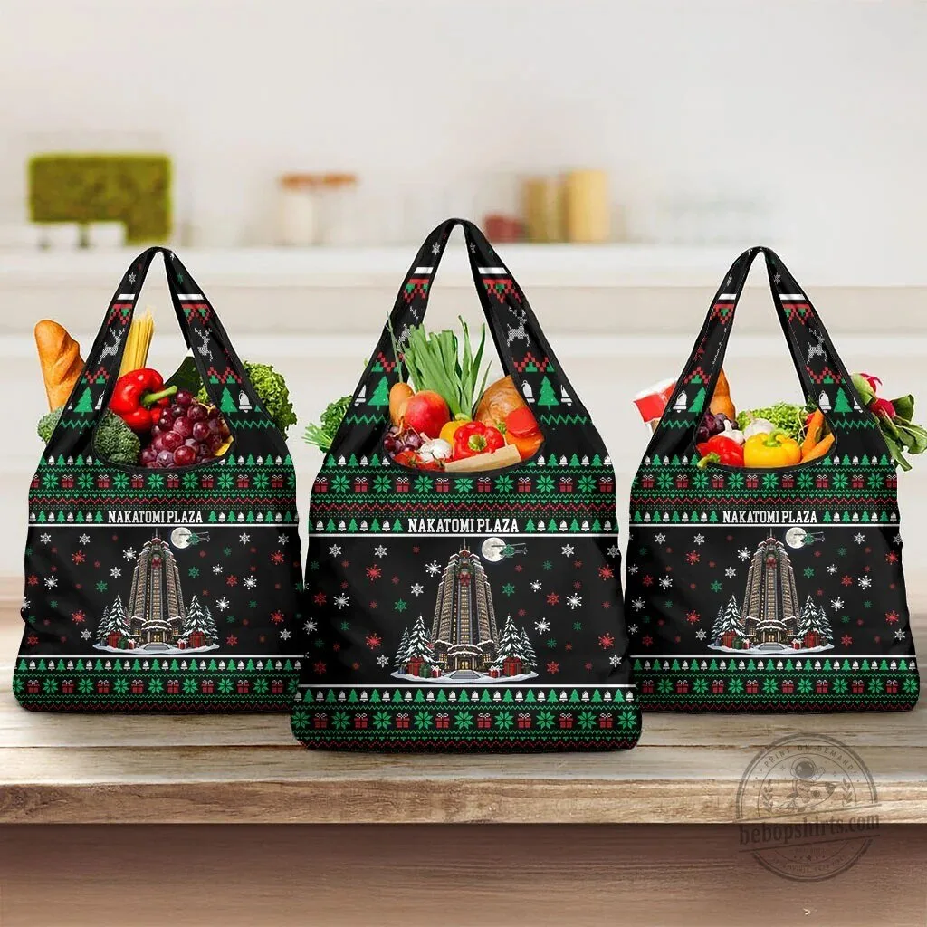 Nakatomi Plaza Christmas Party Ugly Sweater Die Hard Reusable Grocery Bag 8 Nakatomi Plaza Christmas Party Ugly Sweater Die Hard Reusable Grocery Bag