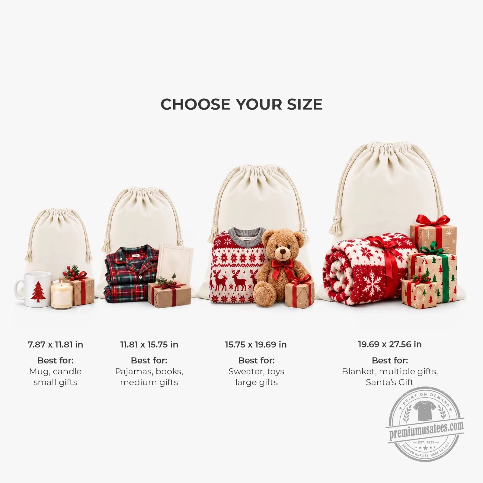 Personalized Christmas Girl And Reindeer Gingerbread Man Drawstring Gift Bag 9 Personalized Christmas Girl And Reindeer Gingerbread Man Drawstring Gift Bag