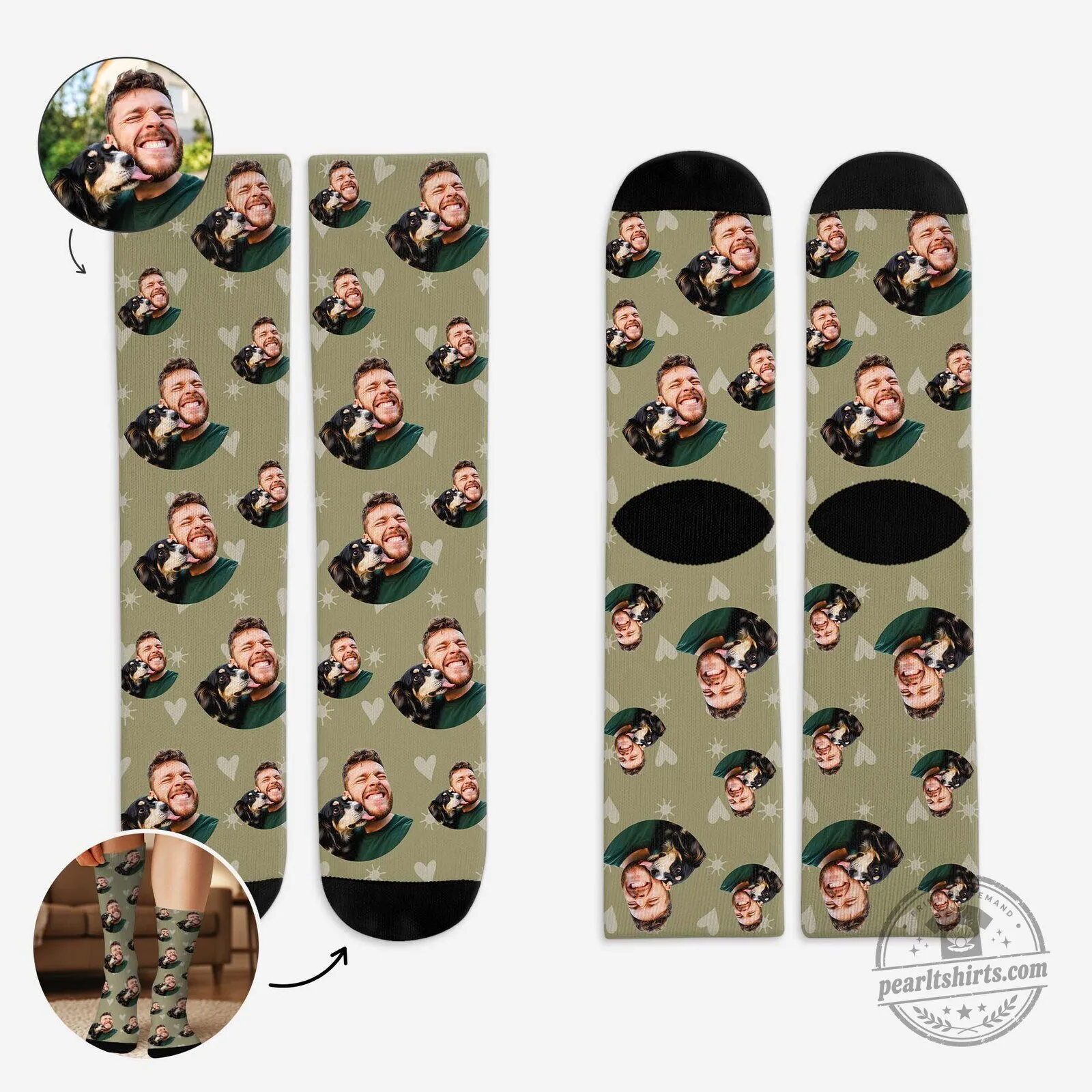 Custom Photo Pet and Owner Portrait Personalized Socks
