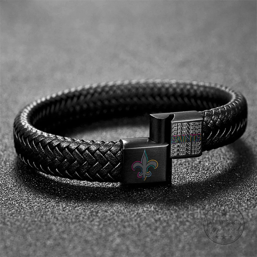 New Orleans Saints Crucial Catch 2025 Braided Leather Bracelet