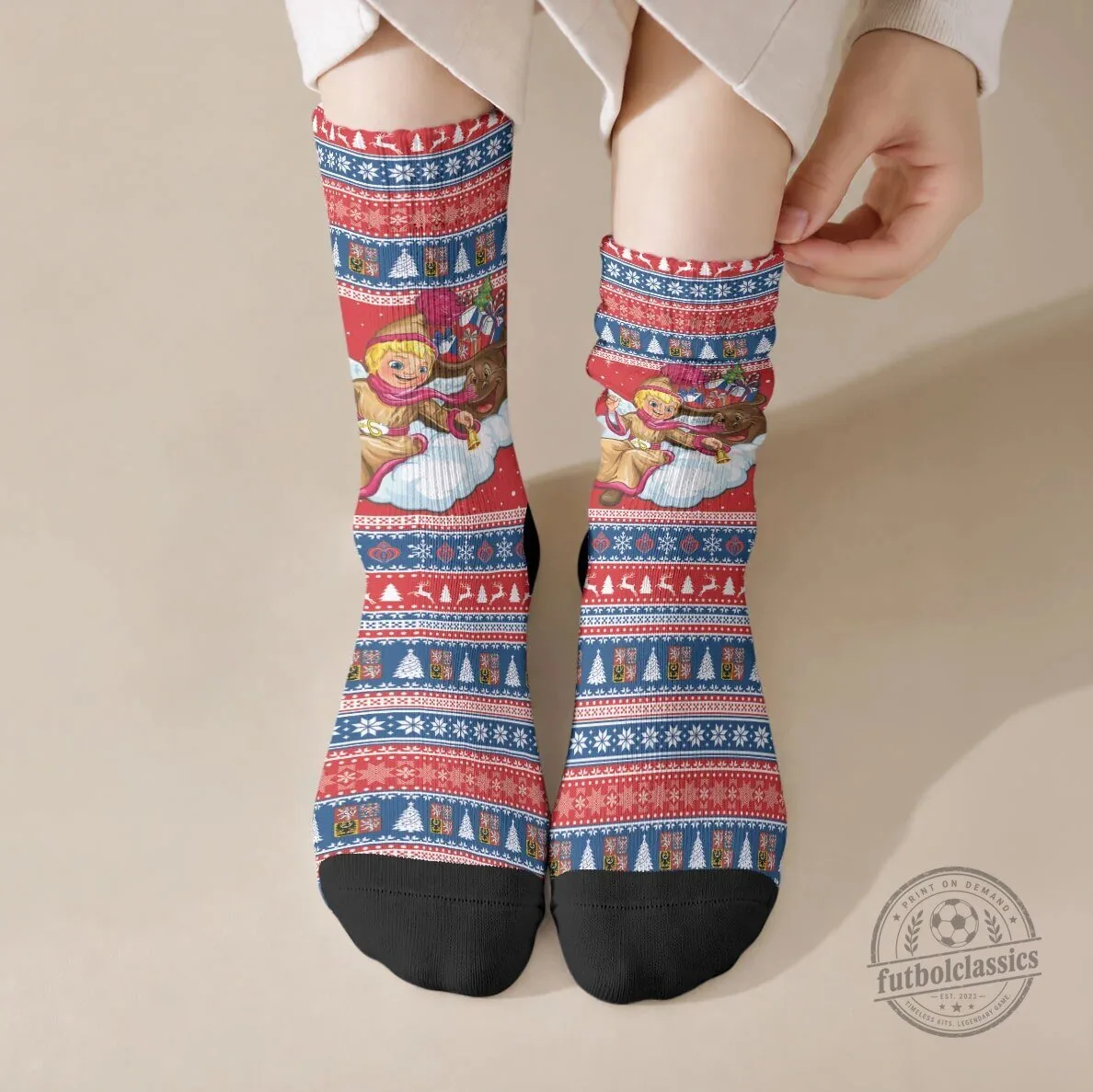 Czech Republic Christmas Jezisek Vesele Vanoce Holiday Socks