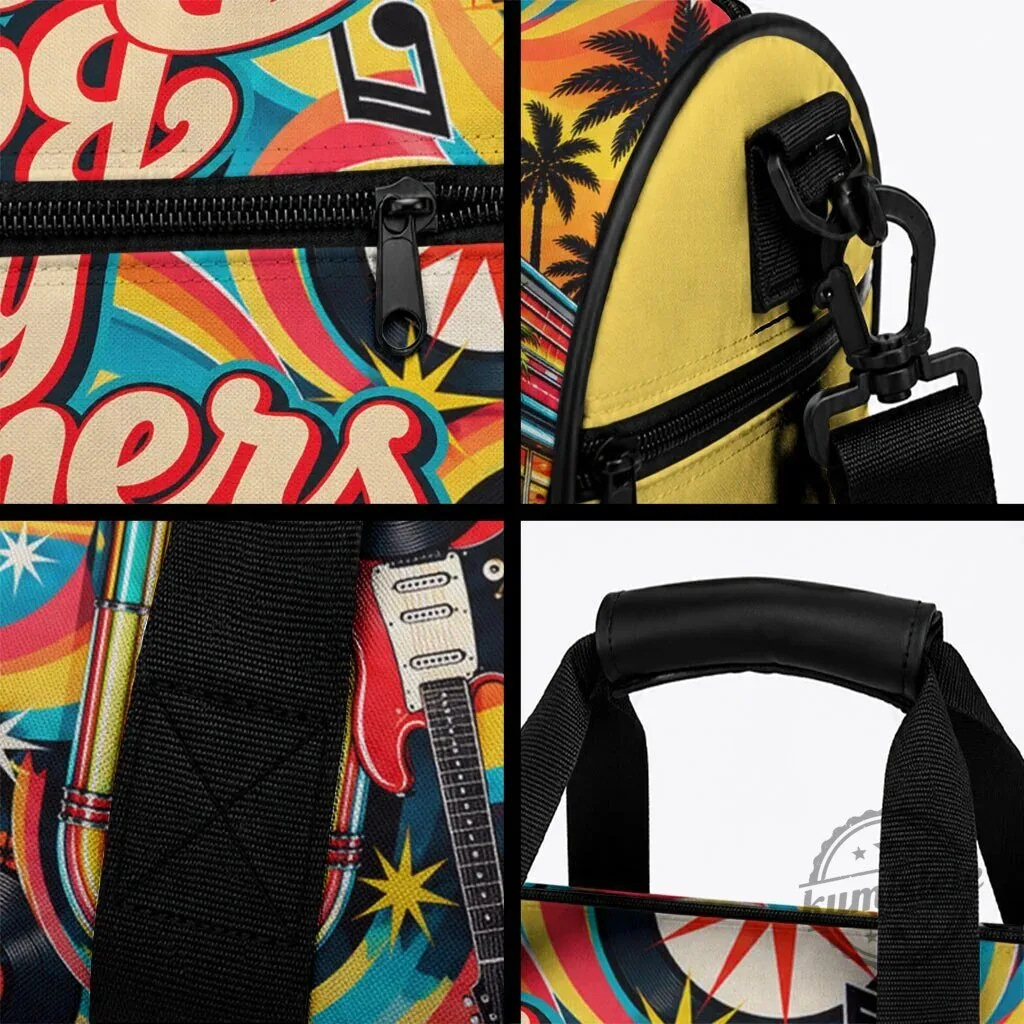 Baby Boomer Generation Vintage Retro Classic Car and Vinyl Records Duffle Bag – image 3 of 4
