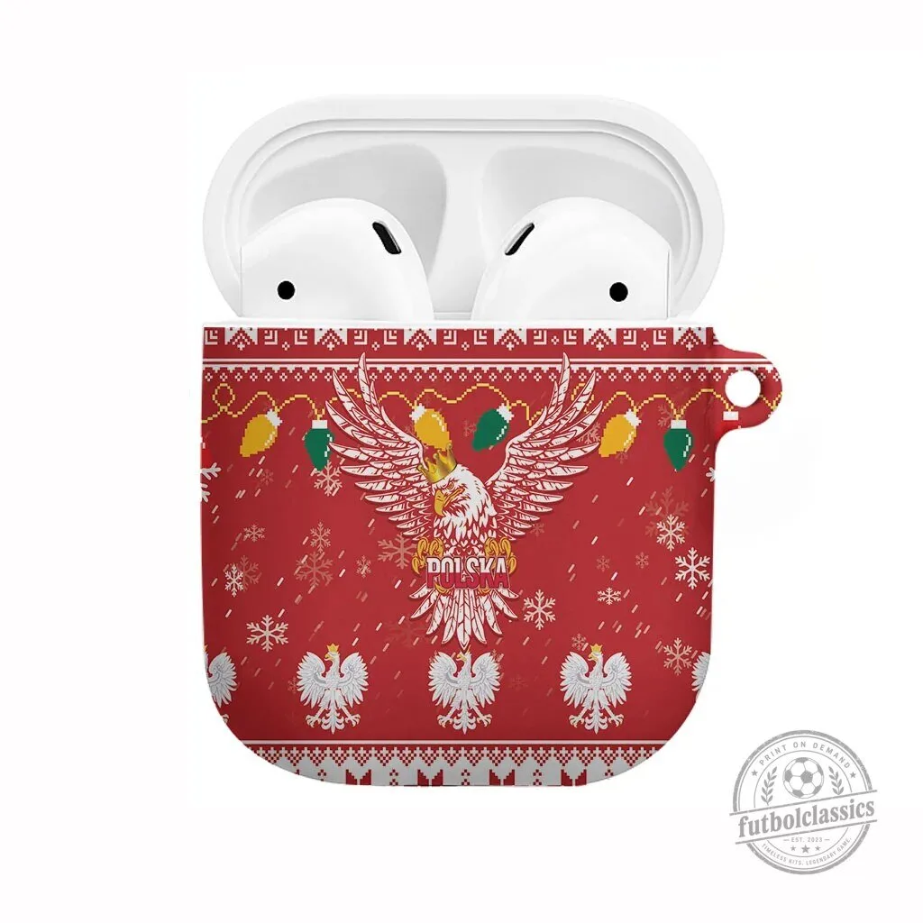 Poland Christmas White Eagle AirPods Case Snow Theme