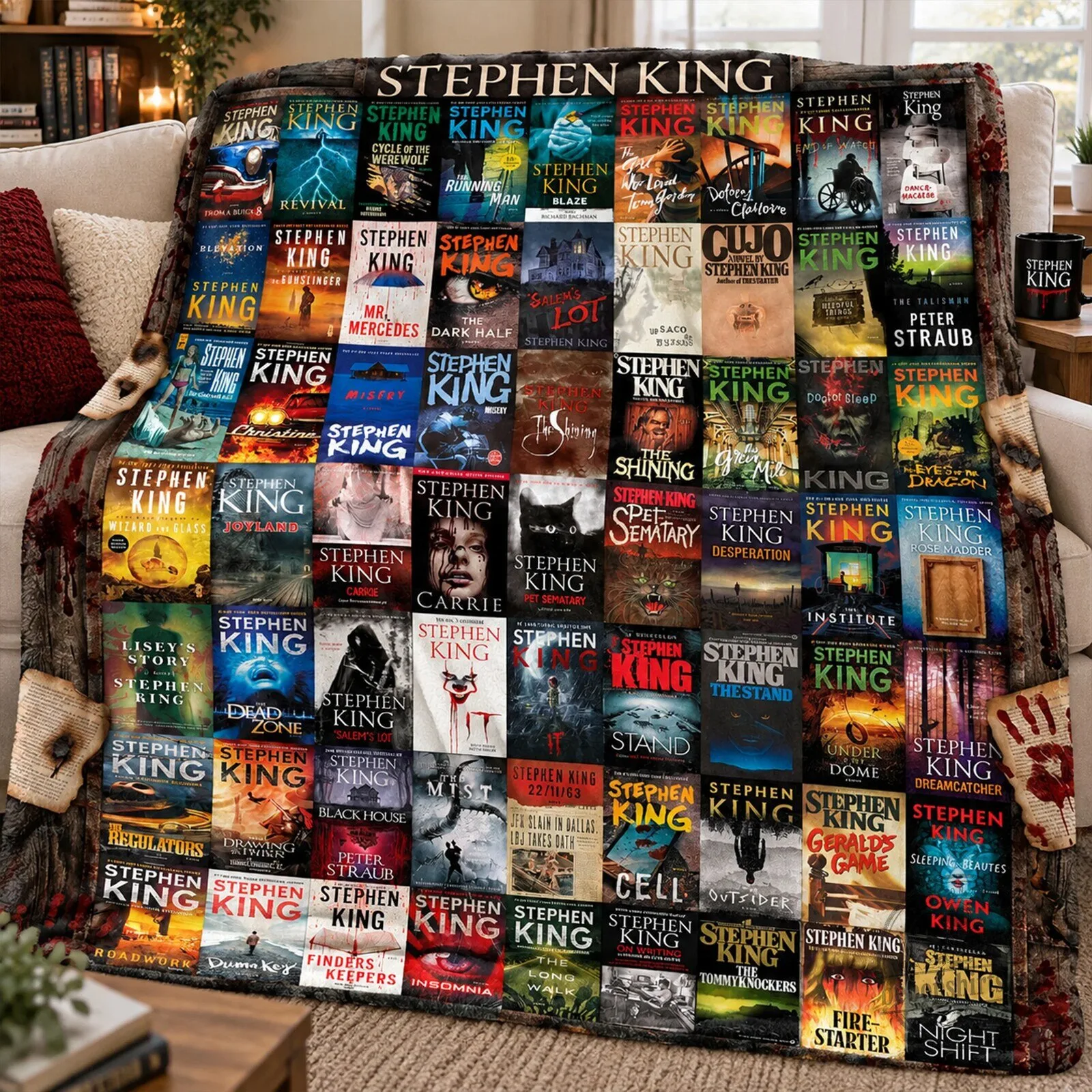 Stephen King Horror Author Book Covers Collection Fleece Blanket
