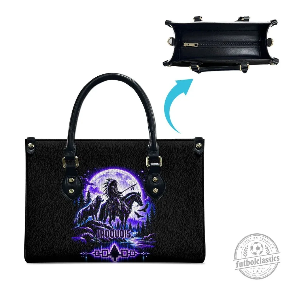 Iroquois Native American Warrior Wolf Moon Leather Handbag 8 Iroquois Native American Warrior Wolf Moon Leather Handbag