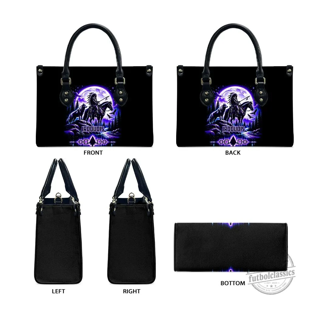 Iroquois Native American Warrior Wolf Moon Leather Handbag 11 Iroquois Native American Warrior Wolf Moon Leather Handbag