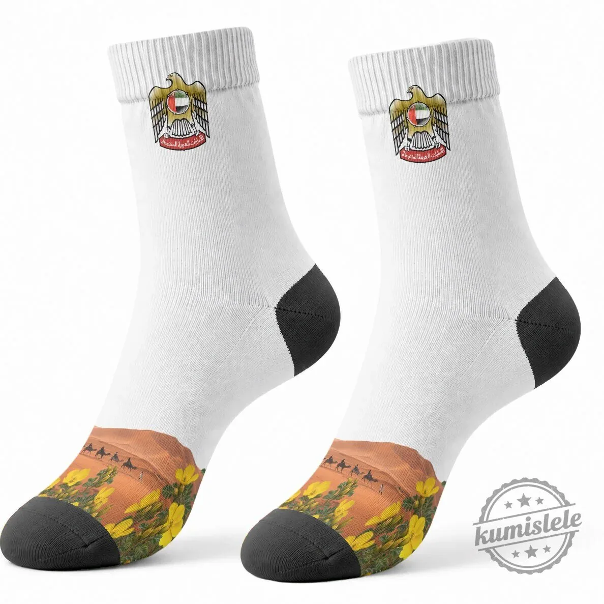 United Arab Emirates National Day Falcon Desert Landscape Crew Socks 6 United Arab Emirates National Day Falcon Desert Landscape Crew Socks