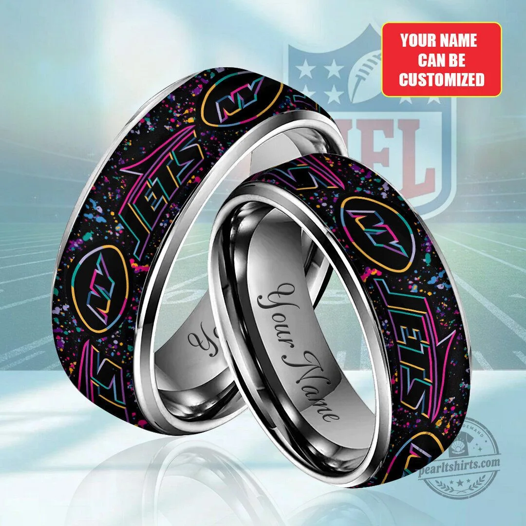 New York Jets Crucial Catch Custom Engraved Stainless Steel Ring