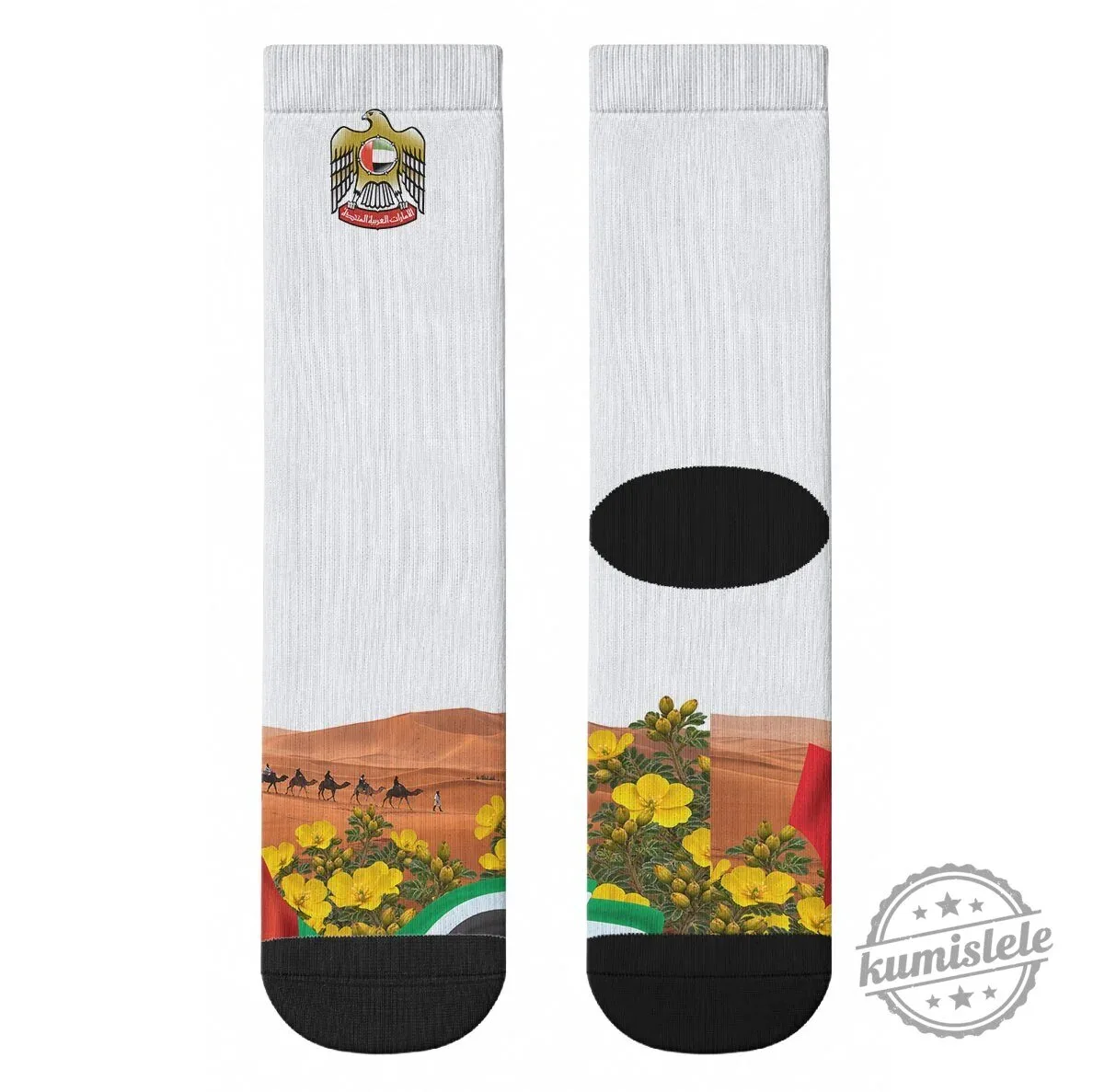United Arab Emirates National Day Falcon Desert Landscape Crew Socks 9 United Arab Emirates National Day Falcon Desert Landscape Crew Socks