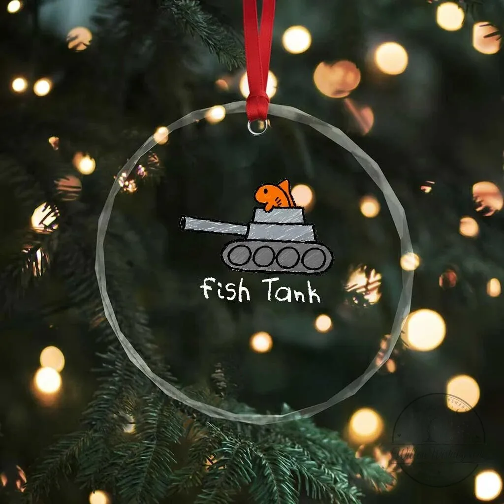Funny Fish Tank Pun Crystal Glass Christmas Ornament 11 Funny Fish Tank Pun Crystal Glass Christmas Ornament