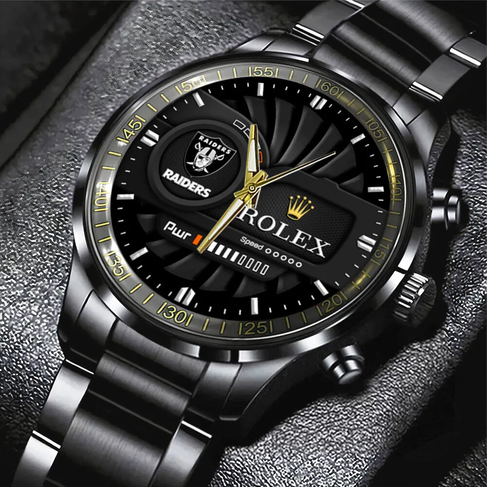 Las Vegas Raiders Rolex Black Stainless Steel Watch