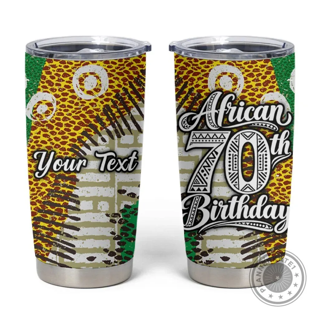 Personalized African 70th Birthday Tribal Animal Print Heritage Pattern Tumbler