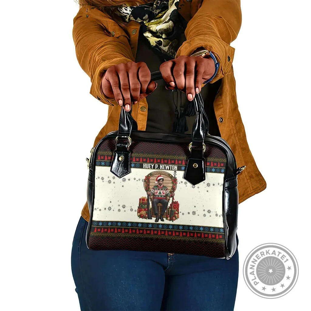 Huey P. Newton Black Panther Christmas Ugly Sweater Style Shoulder Handbag