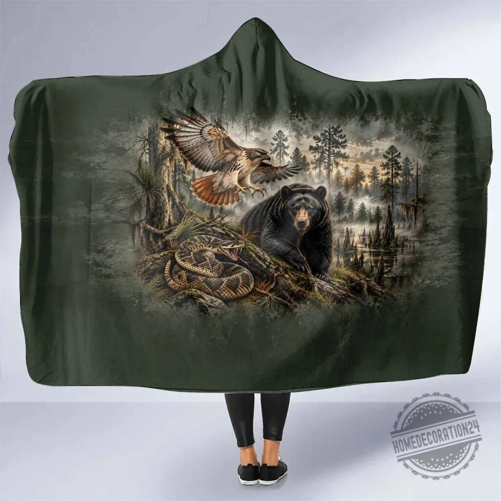 Chahta Yakni Tribe Land Of The Free Native American Wildlife Hooded Blanket
