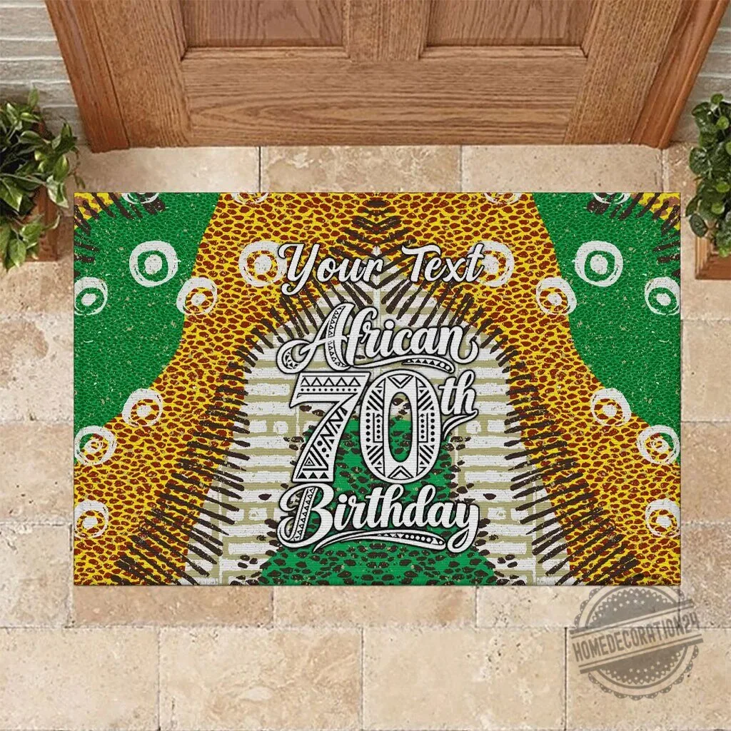 Personalized African 70th Birthday Tribal Animal Print Heritage Doormat