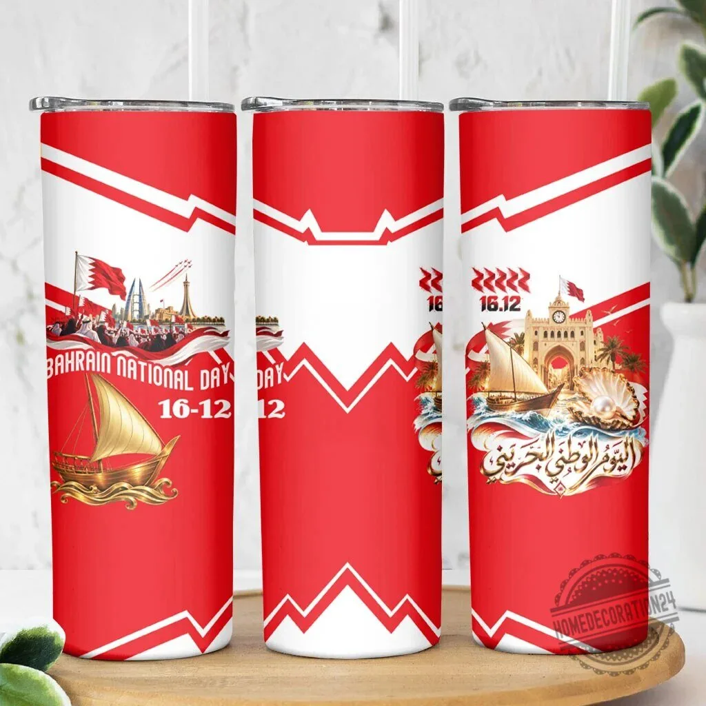 Bahrain National Day Cultural Flag Emblem Vintage Collage Stainless Steel Tumbler 8 Bahrain National Day Cultural Flag Emblem Vintage Collage Stainless Steel Tumbler