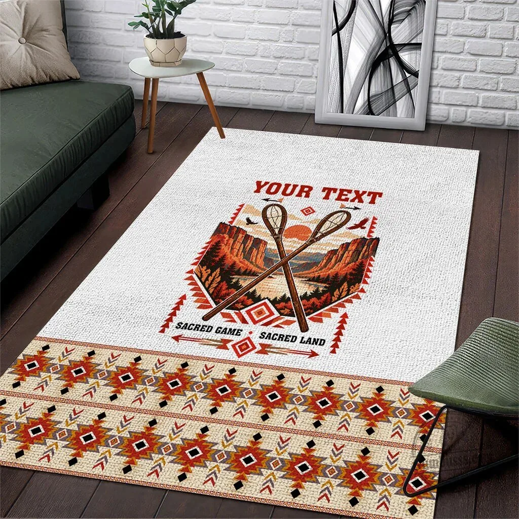 Native American Tribal Landscape Stickball Heritage Area Rug 5 Native American Tribal Landscape Stickball Heritage Area Rug