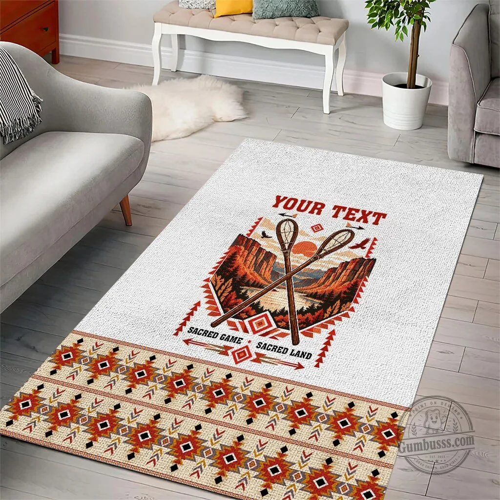 Native American Tribal Landscape Stickball Heritage Area Rug 6 Native American Tribal Landscape Stickball Heritage Area Rug
