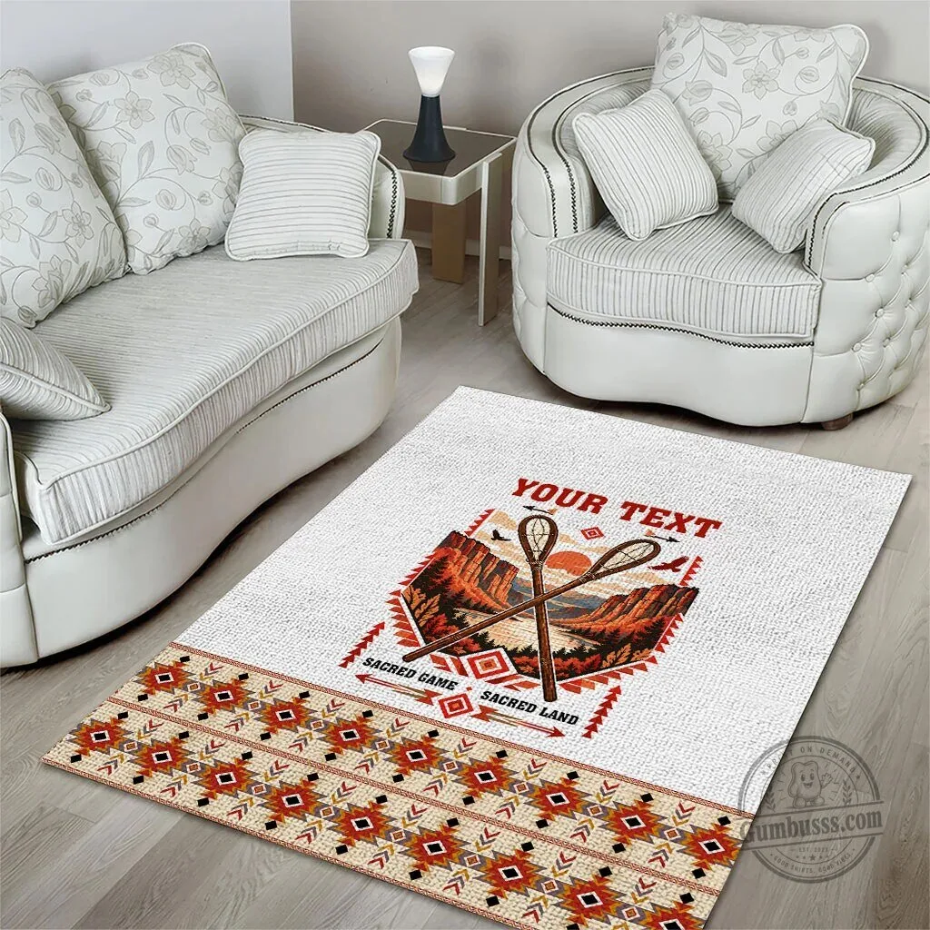 Native American Tribal Landscape Stickball Heritage Area Rug 8 Native American Tribal Landscape Stickball Heritage Area Rug