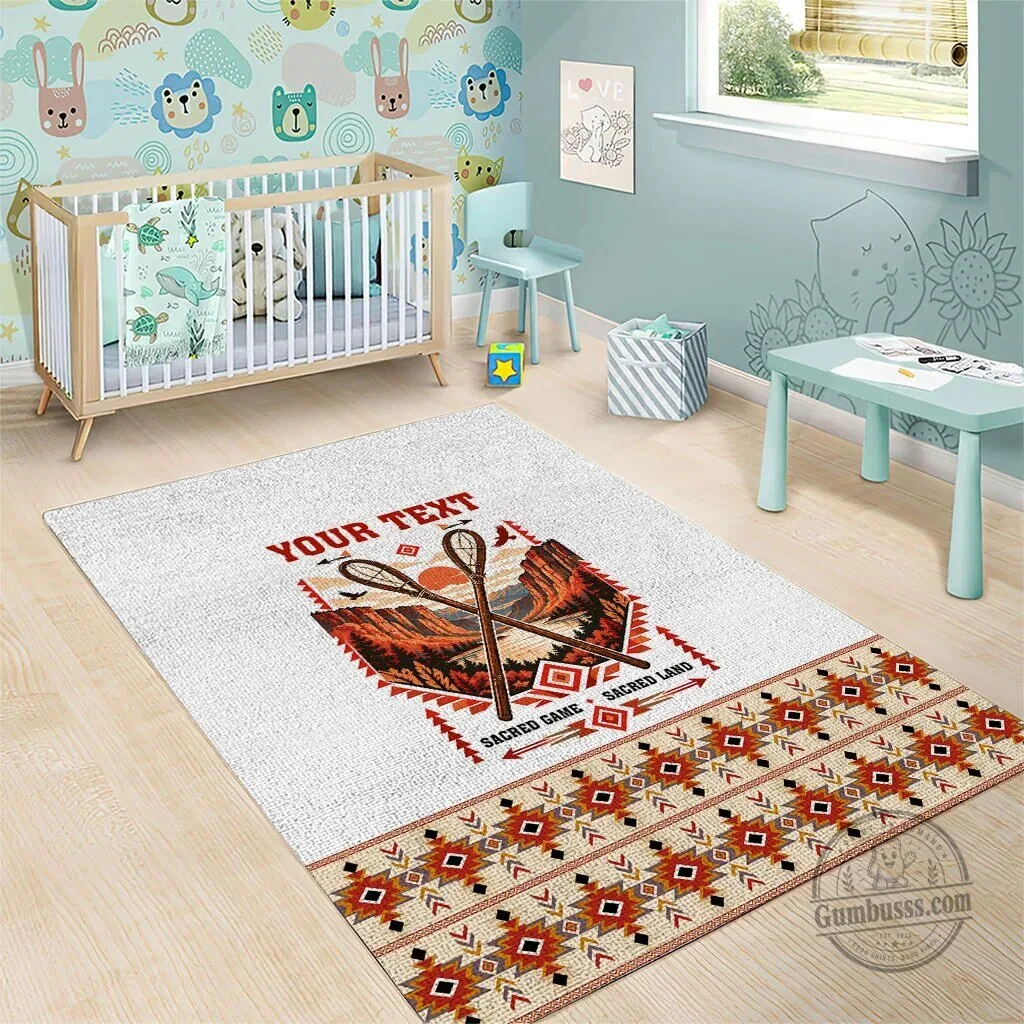 Native American Tribal Landscape Stickball Heritage Area Rug 9 Native American Tribal Landscape Stickball Heritage Area Rug