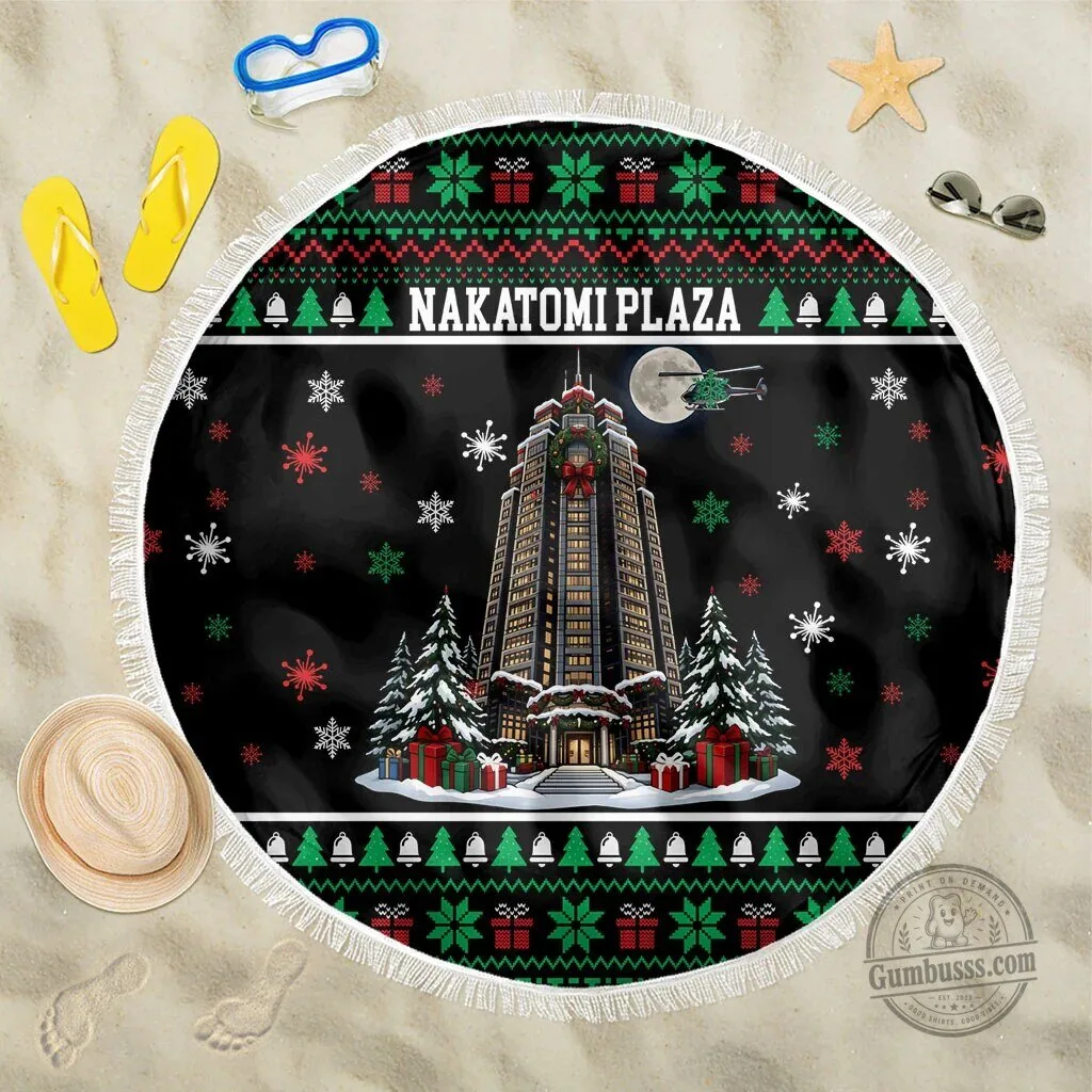 Nakatomi Plaza Christmas Party Ugly Sweater Pattern Beach Blanket 5 Nakatomi Plaza Christmas Party Ugly Sweater Pattern Beach Blanket
