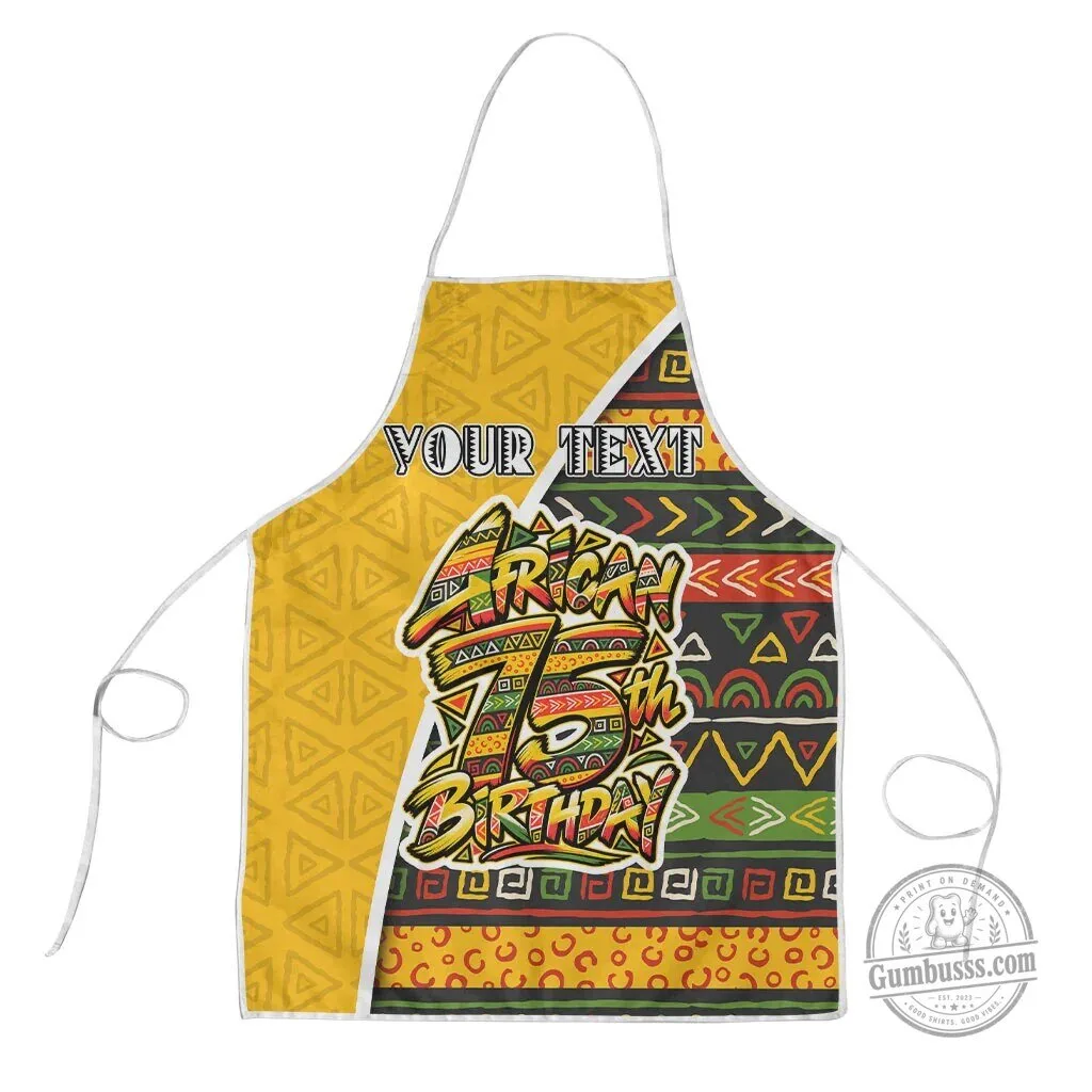 Personalized African 75th Birthday Tribal Geometric Pattern Apron