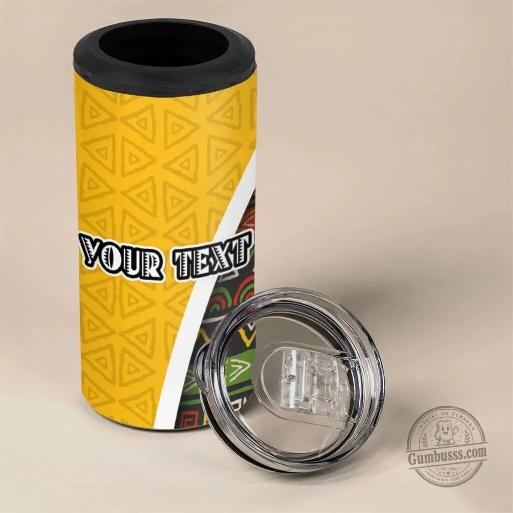 Personalized African 75th Birthday Can Cooler Tumbler with Tribal Geometric Heritage Pattern 9 Personalized African 75th Birthday Can Cooler Tumbler with Tribal Geometric Heritage Pattern