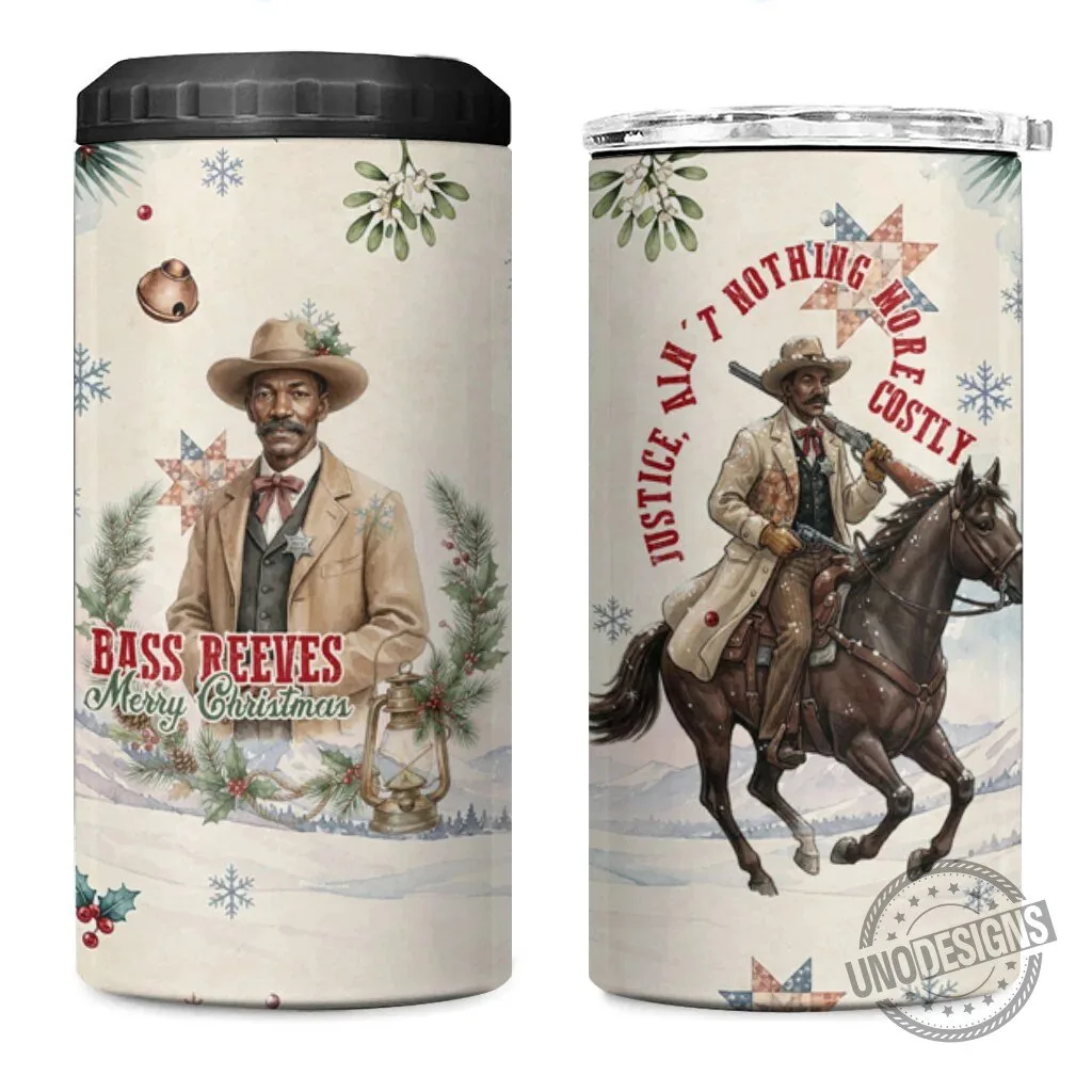 Bass Reeves Merry Christmas Old West Deputy Lawman Winter Holiday Can Cooler