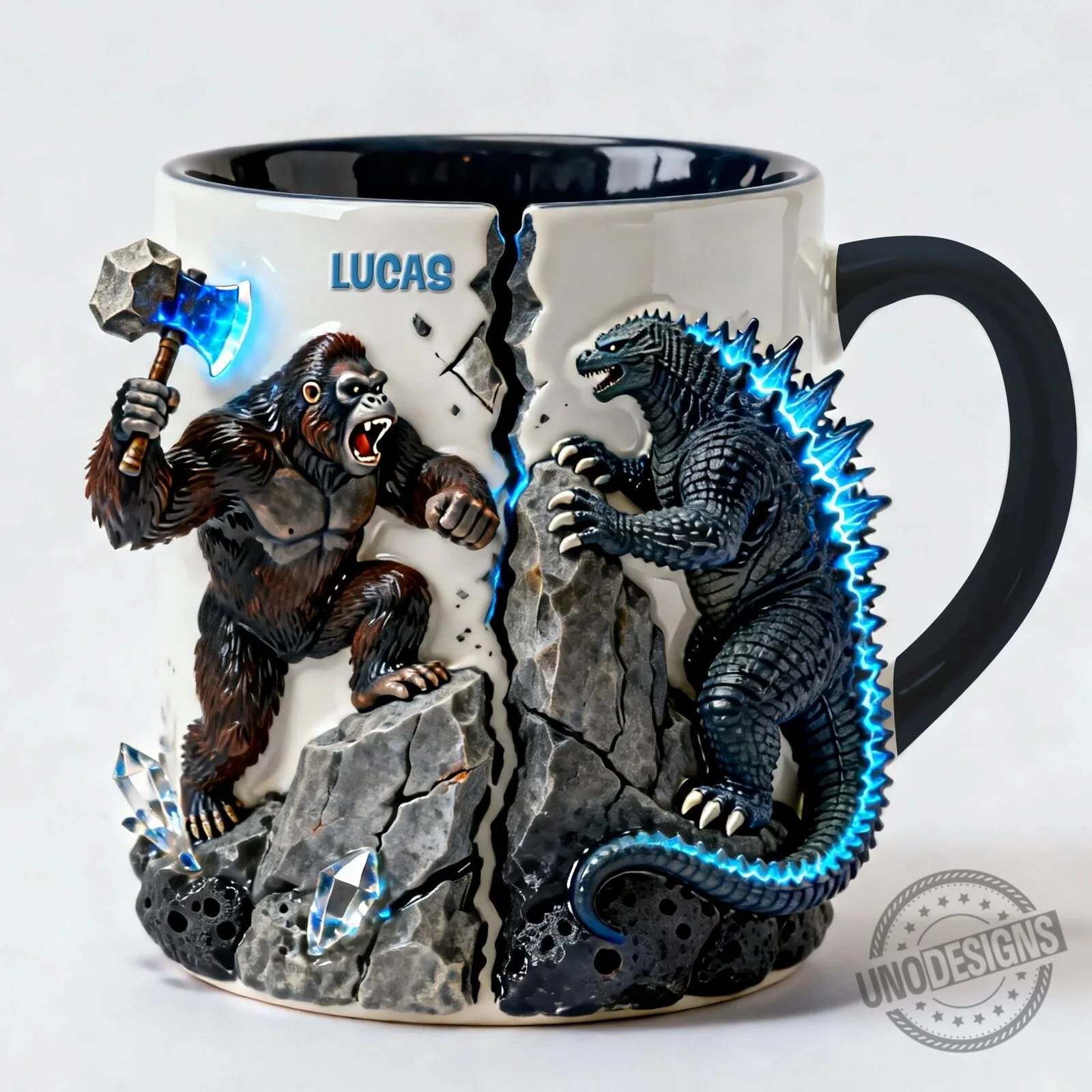 Personalized Godzilla versus King Kong Battle Scene Coffee Mug