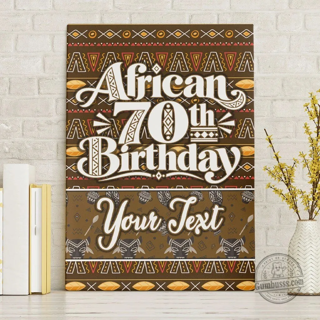 Personalized African 70th Birthday Tribal Pattern Mudcloth Heritage Wall Art Canvas