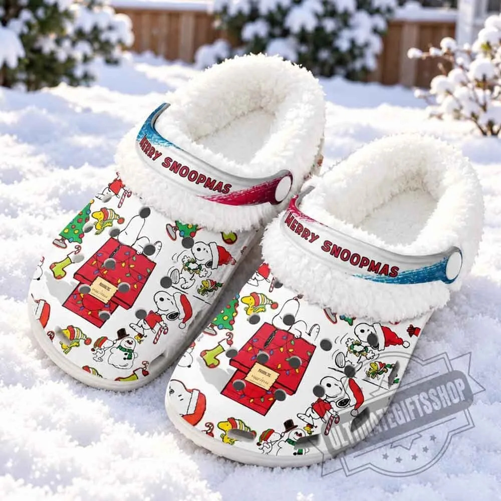 Snoopy x Christmas Fleece Crocs Crocband Clogs Shoes 3 Snoopy x Christmas Fleece Crocs Crocband Clogs Shoes