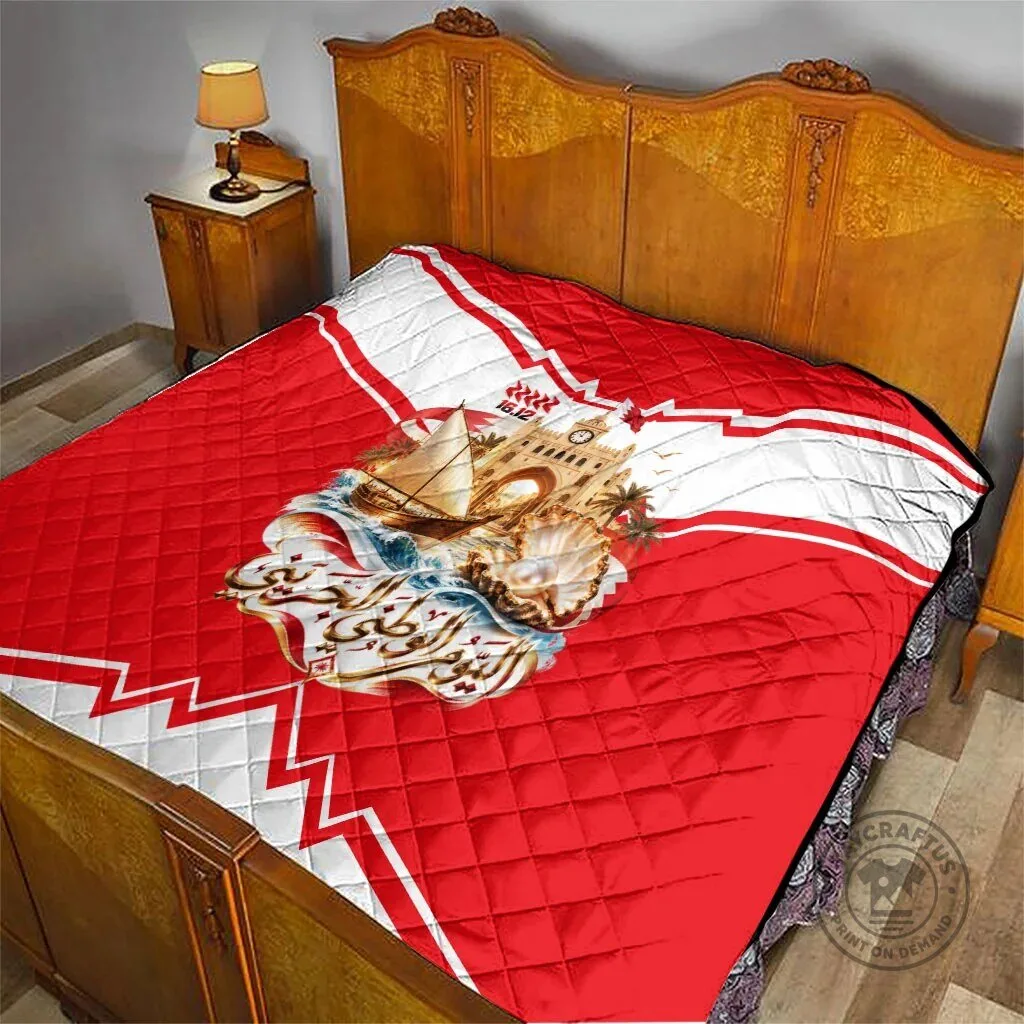 Bahrain National Day Cultural Flag Emblem Vintage Collage Quilt Blanket 11 Bahrain National Day Cultural Flag Emblem Vintage Collage Quilt Blanket