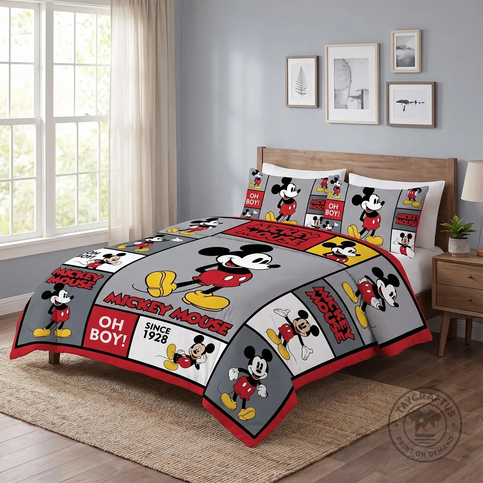 Classic Mickey Mouse Oh Boy! Vintage Cartoon Character Bedding Set 3 Classic Mickey Mouse Oh Boy! Vintage Cartoon Character Bedding Set