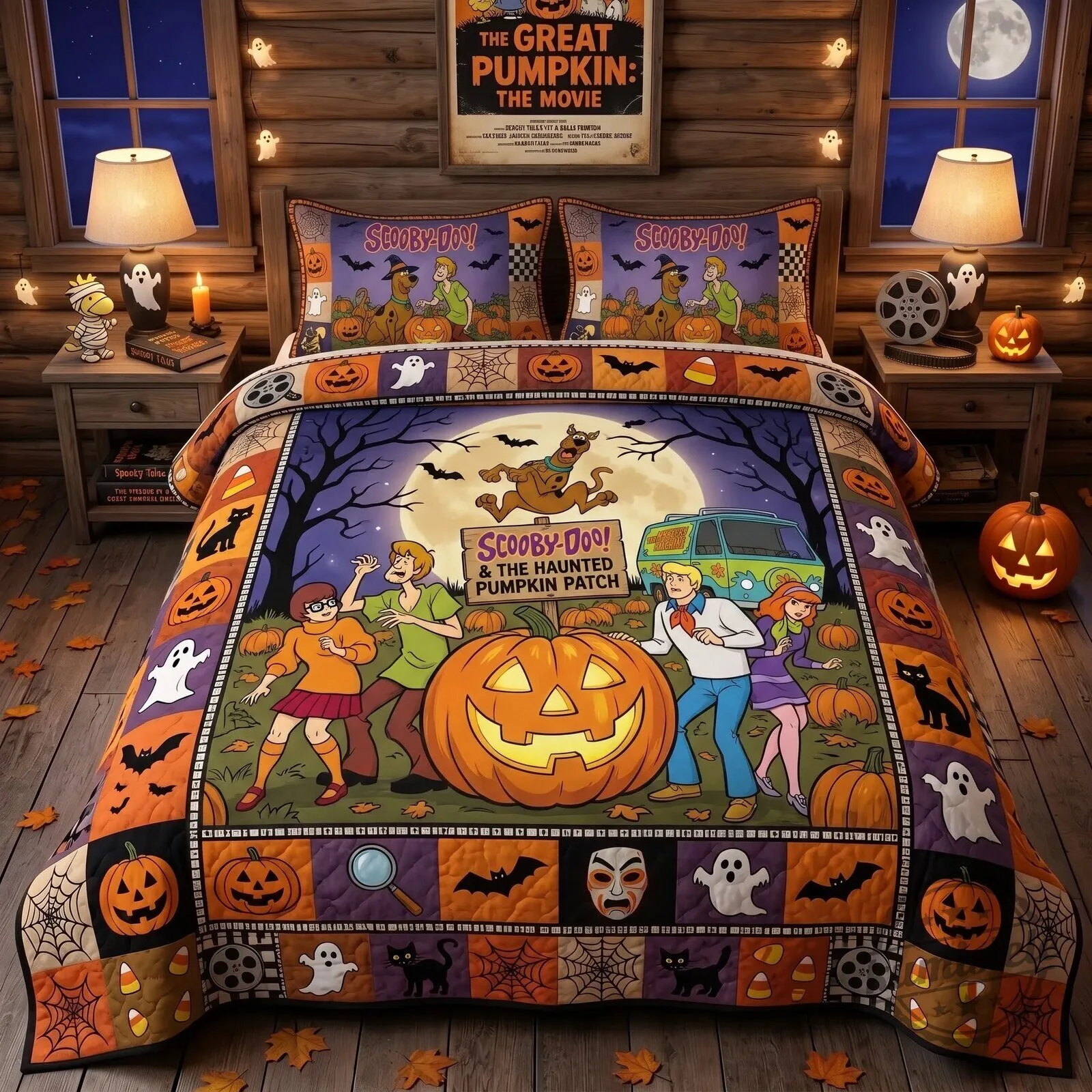 Scooby-Doo and The Haunted Pumpkin Patch Halloween Quilt Bedding Set