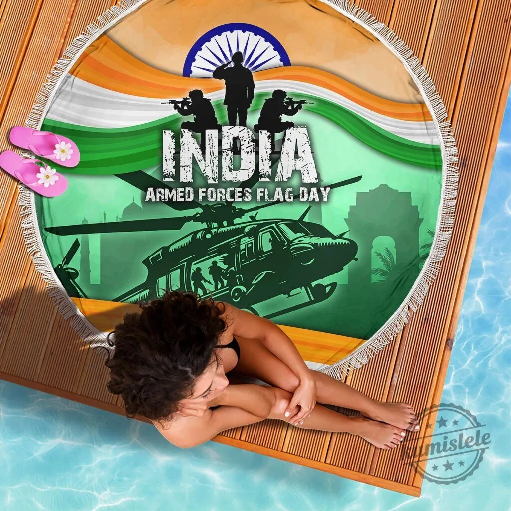 India Armed Forces Flag Day Patriotic Indian Military Round Beach Blanket 6 India Armed Forces Flag Day Patriotic Indian Military Round Beach Blanket