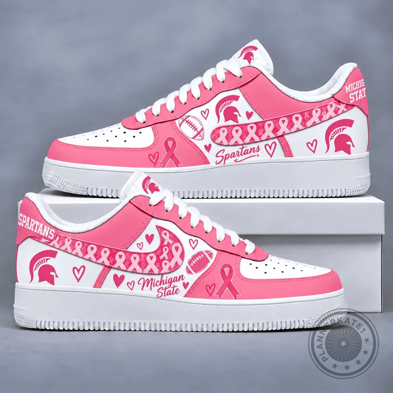 Michigan State Spartans Breast Cancer Awareness Pink Custom Shoes 1 Michigan State Spartans Breast Cancer Awareness Pink Custom Shoes