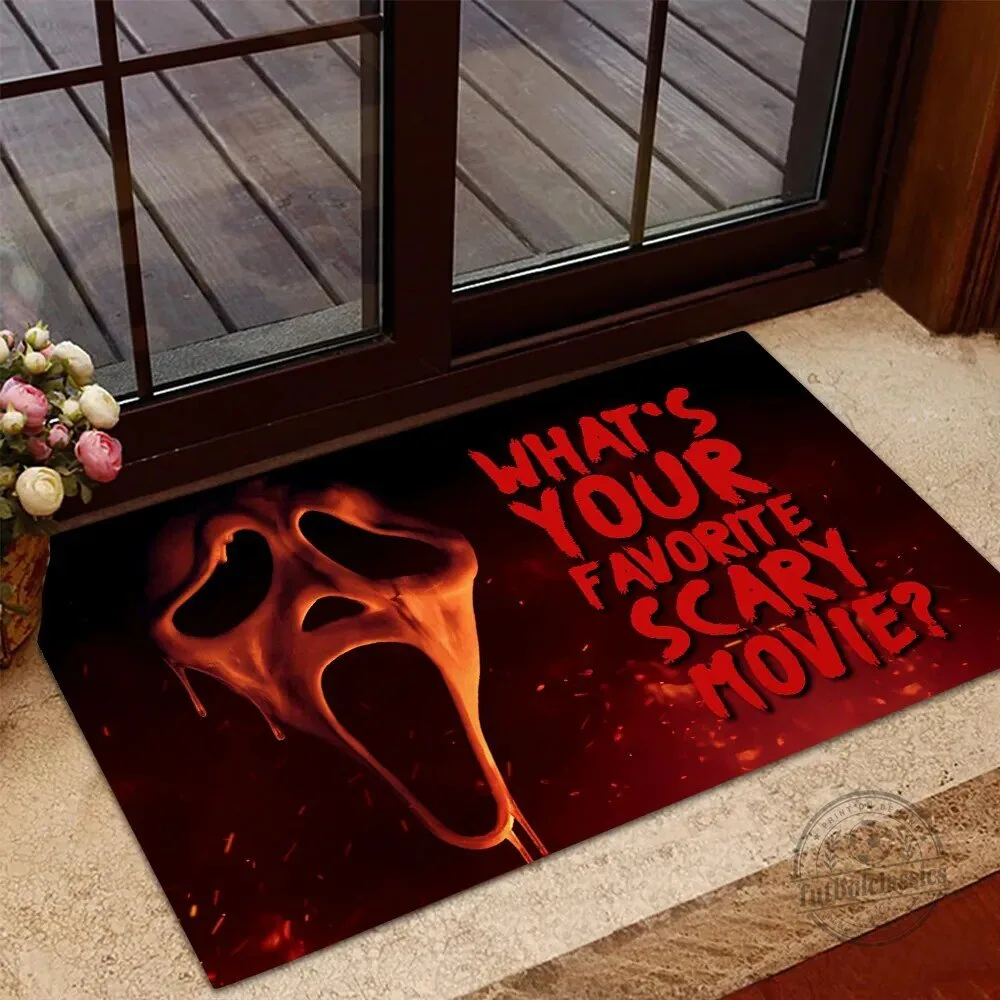 Scream Ghostface What's Your Favorite Scary Movie Horror Film Doormat